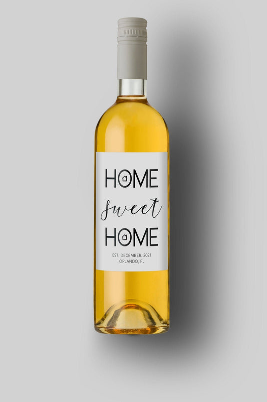 Home Sweet Home Personalized Date And City State | Custom Bottle Labels | Personalized Bottle Labels | Party Favor Gift