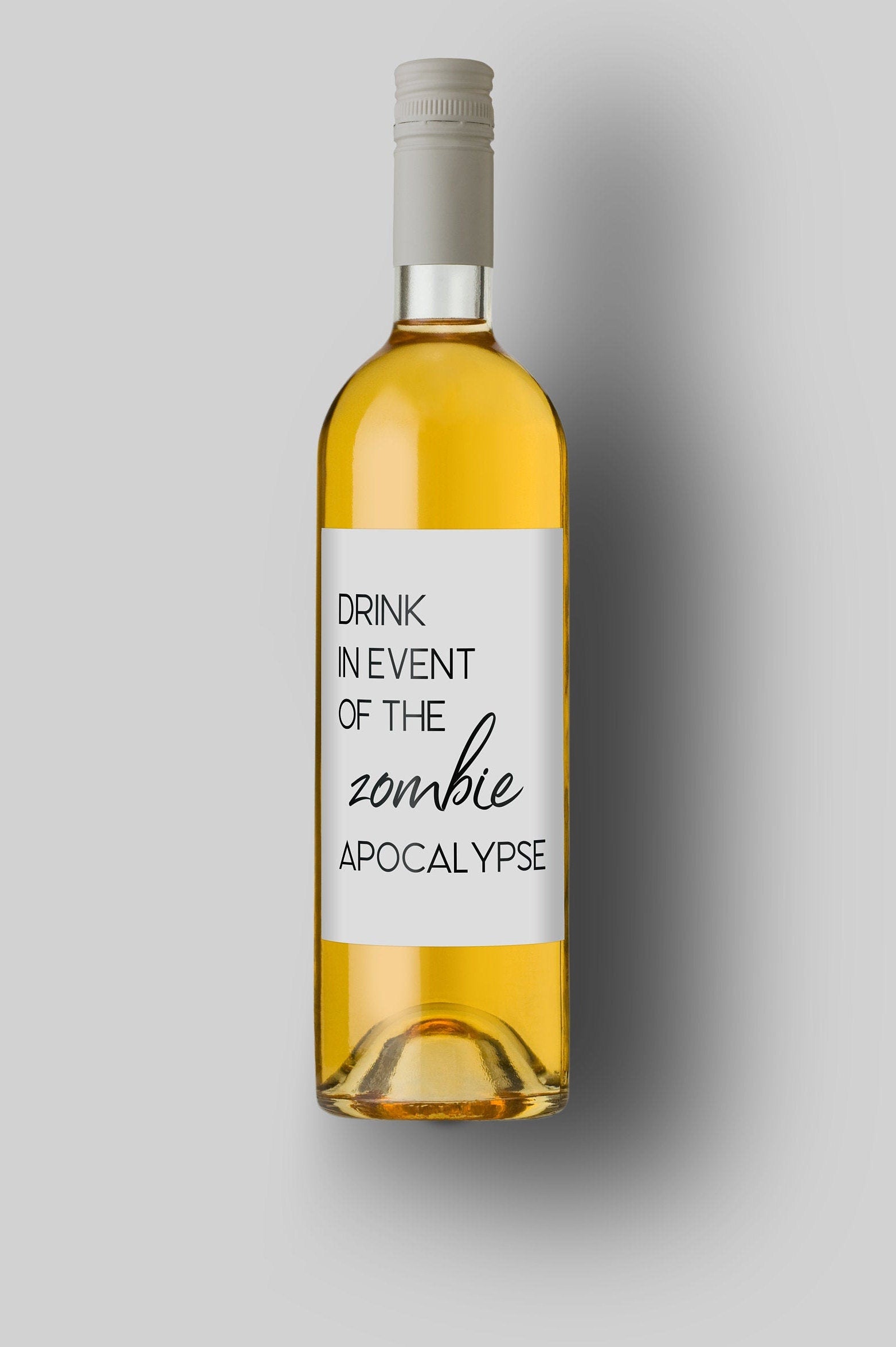 Drink In Event Of The Zombie Apocalpyse | Custom Bottle Labels | Personalized Bottle Labels | Party Favor Gift