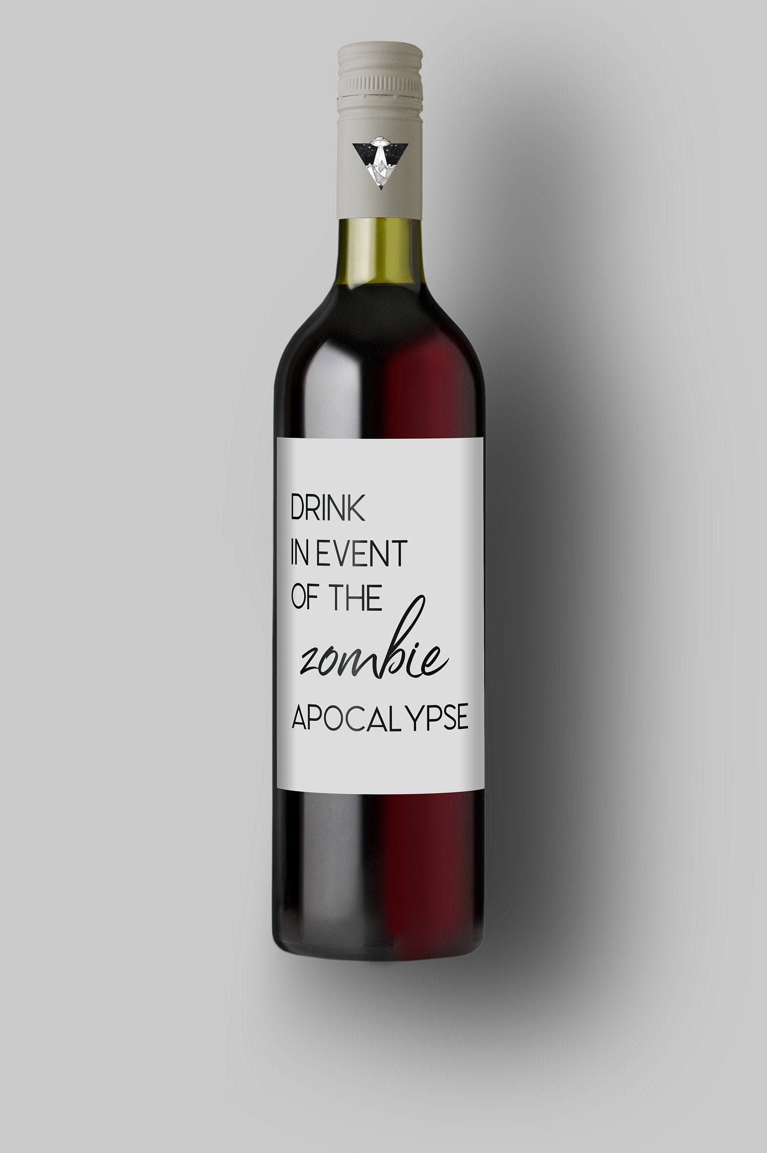 Drink In Event Of The Zombie Apocalpyse | Custom Bottle Labels | Personalized Bottle Labels | Party Favor Gift