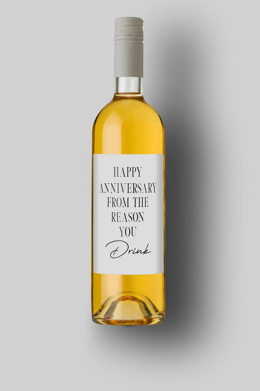 Happy Anniversary | From The Reason You Drink | Custom Bottle Labels | Personalized Bottle Labels | Fun Birthday Gift For Mom