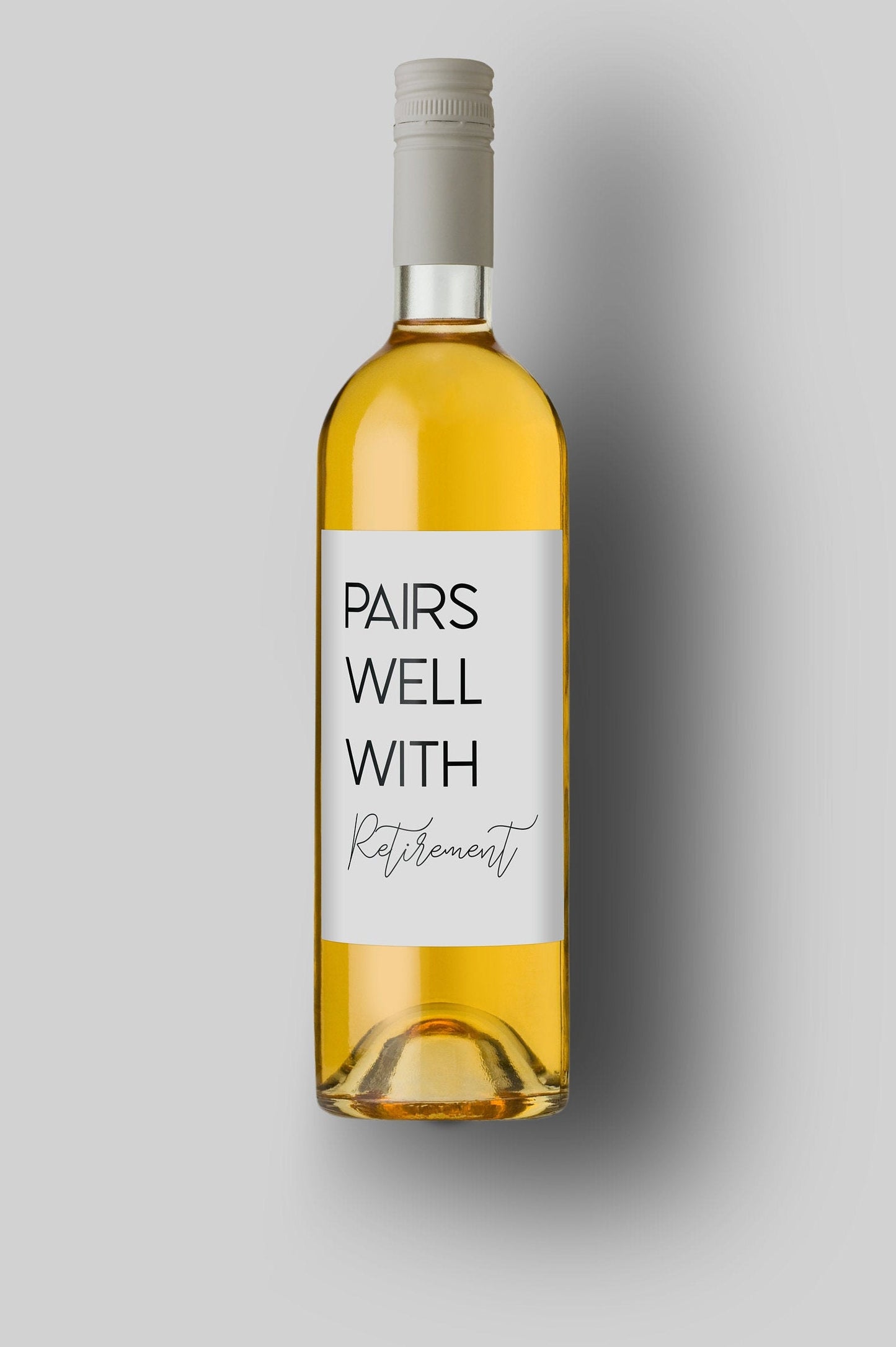 Pairs Well With Retirement | Custom Bottle Labels | Personalized Bottle Labels | Party Favor