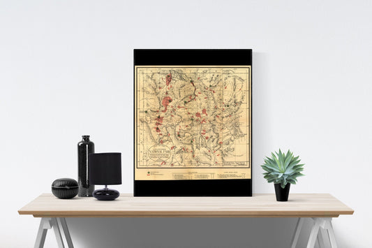 Map of Yellowstone National Park | Wyoming | 1881 Art Print
