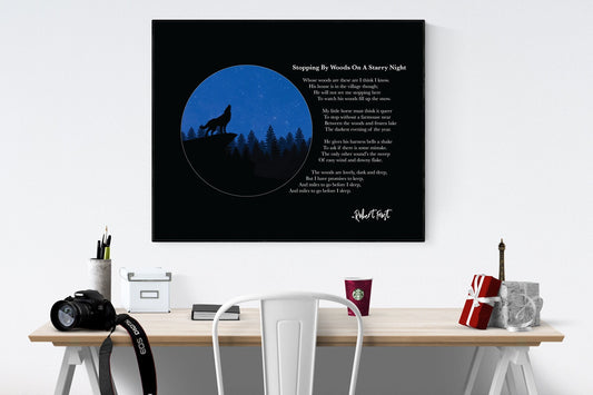 Stopping By Woods On A Starry Night | Robert Frost | Poetry | Art Print