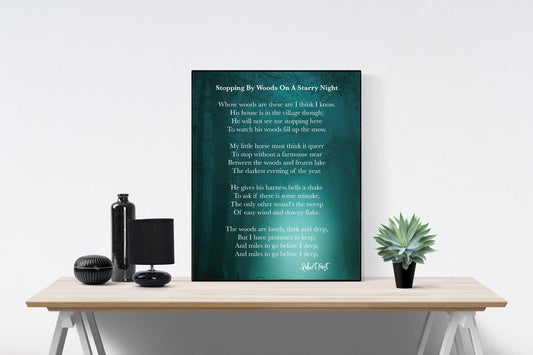 Stopping By Woods On A Starry Night | Robert Frost | Poetry | Art Print