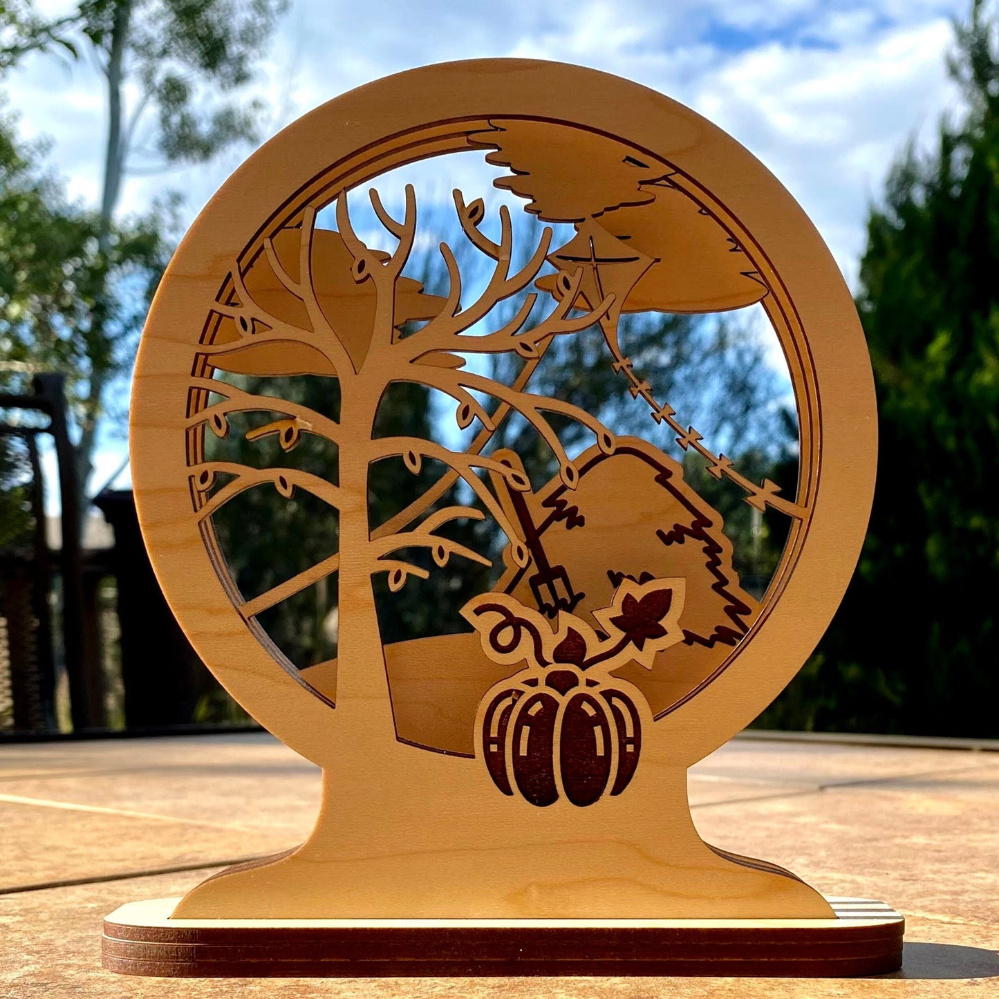 Autumn Days Layered Window Picture | DIY Paint Project | Completed Size: 1.5 x 6.5 x 7.99 in | Home Decor