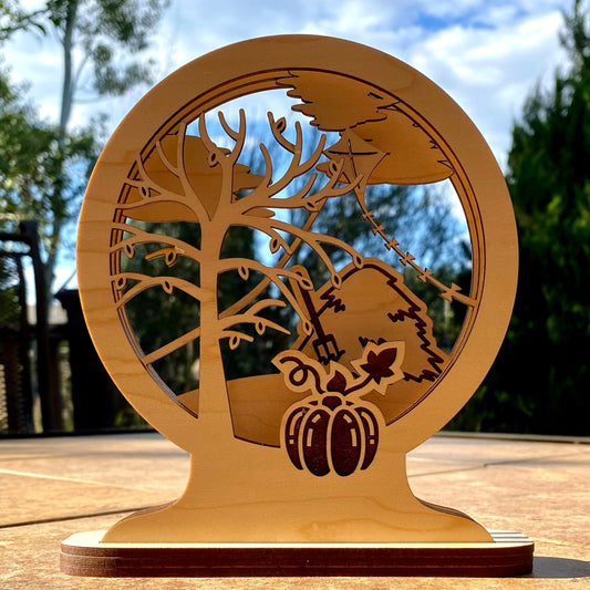 Autumn Days Layered Window Picture | DIY Paint Project | Completed Size: 1.5 x 6.5 x 7.99 in | Home Decor