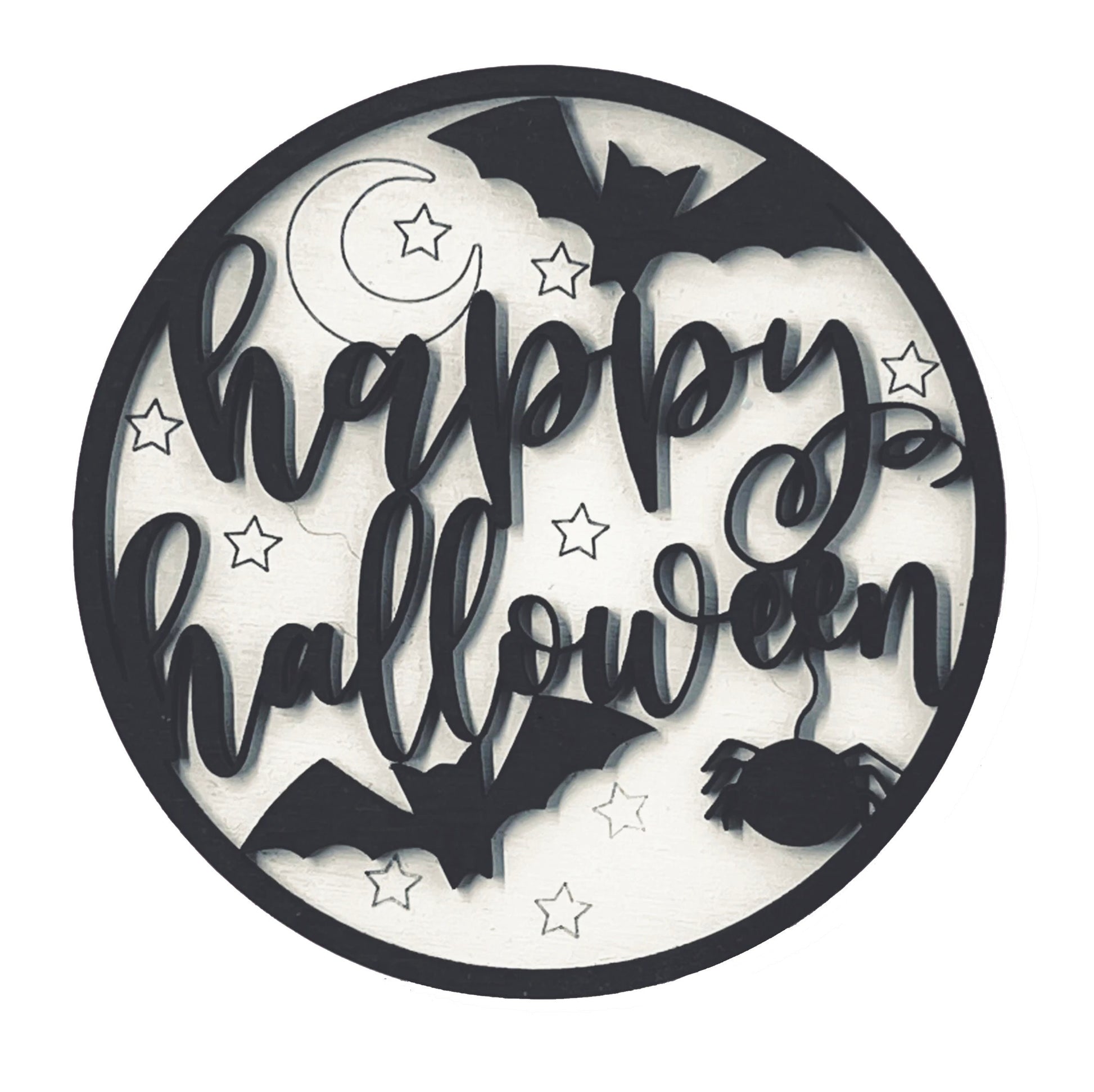 DIY Paint Your Own Happy Halloween Sign | Fall Decor | 2-Layer | Do It Yourself | Size: 9 x 9 in | Painting and Assembly Required
