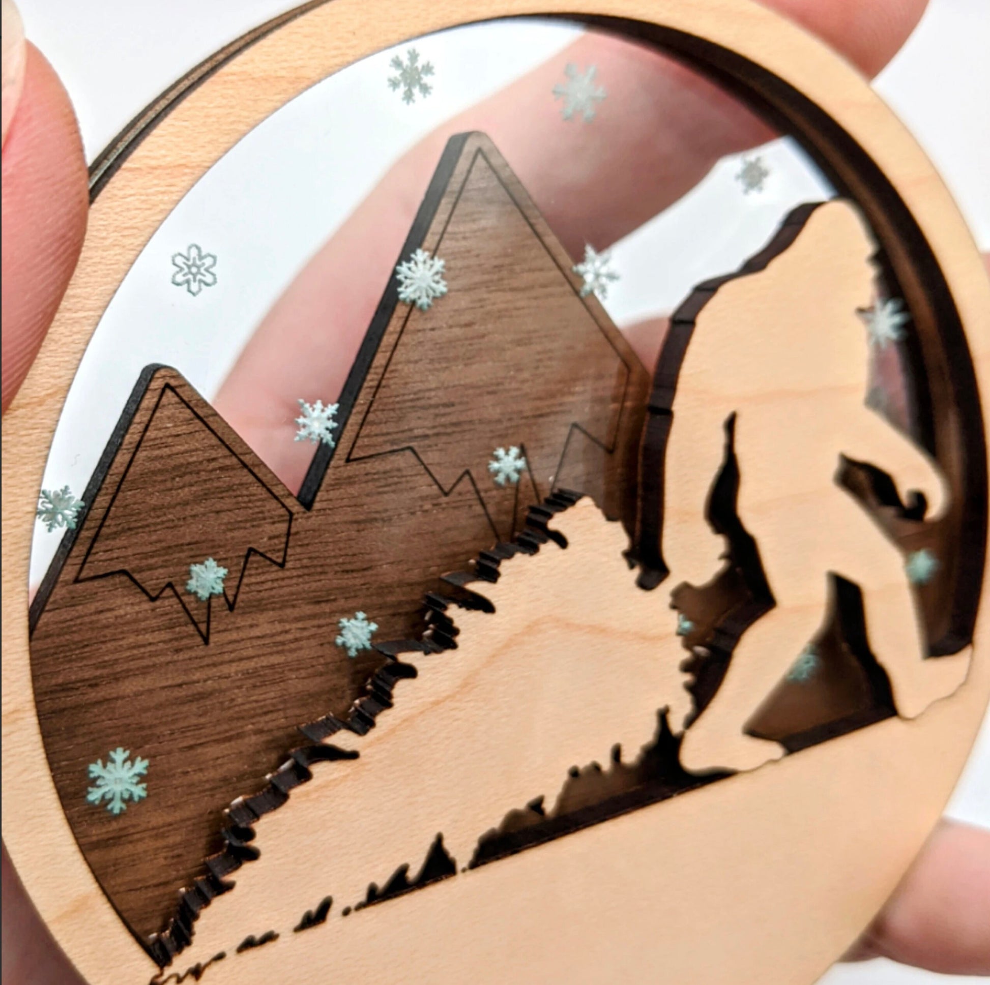 Layered Bigfoot Dragging A Tree | DIY Paint | Gift | Present Tag | Christmas Tree Ornament