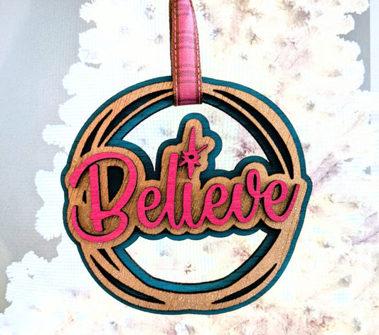 Believe | Layered | DIY Paint | Gift | Present Tag | Christmas Tree Ornament