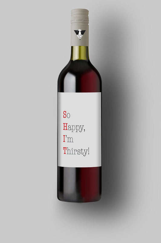So Happy I'm Thirsty | Custom Bottle Labels | Personalized Bottle Labels | Party Favor Gift
