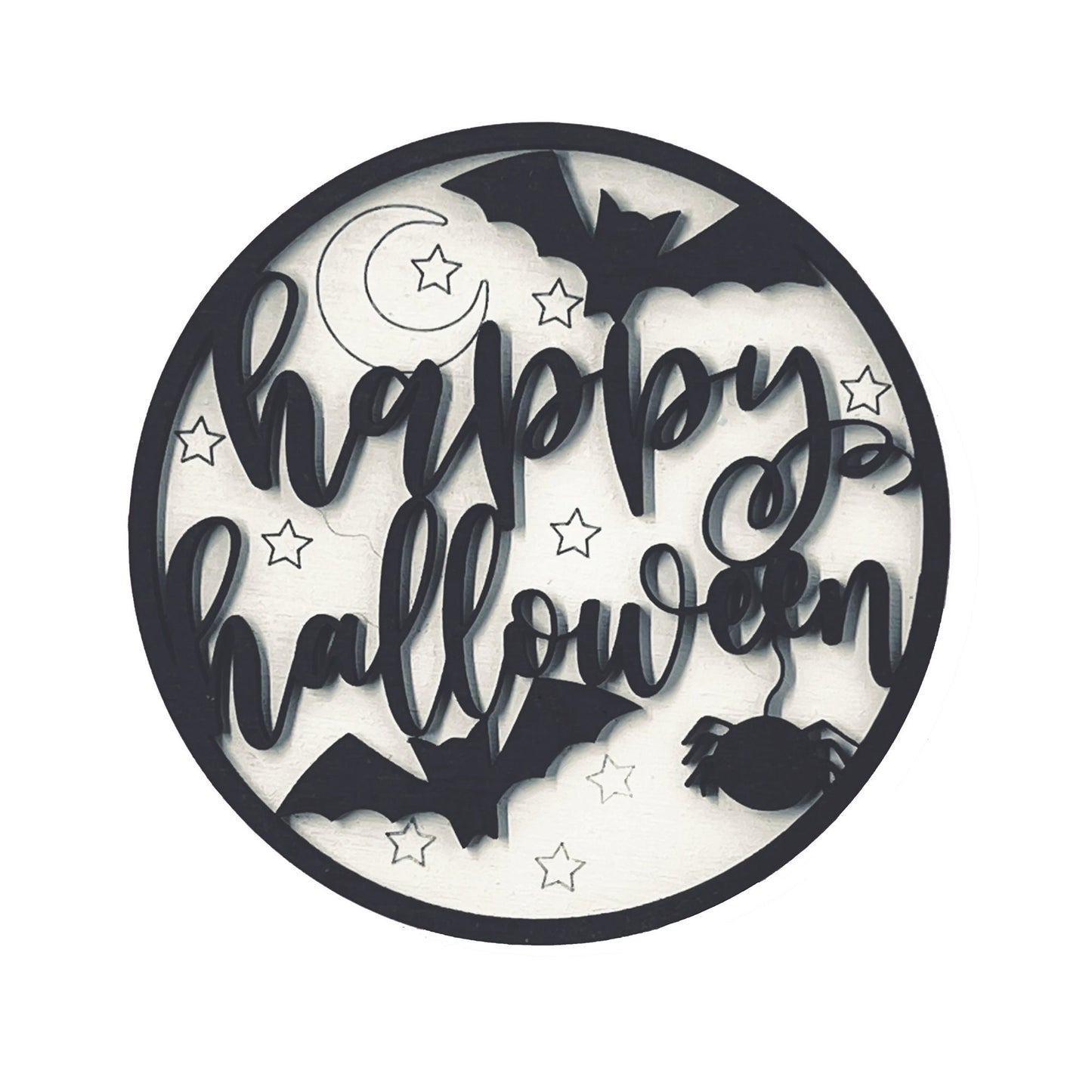 DIY Paint Your Own Happy Halloween Sign | Fall Decor | 2-Layer | Do It Yourself | Size: 9 x 9 in | Painting and Assembly Required