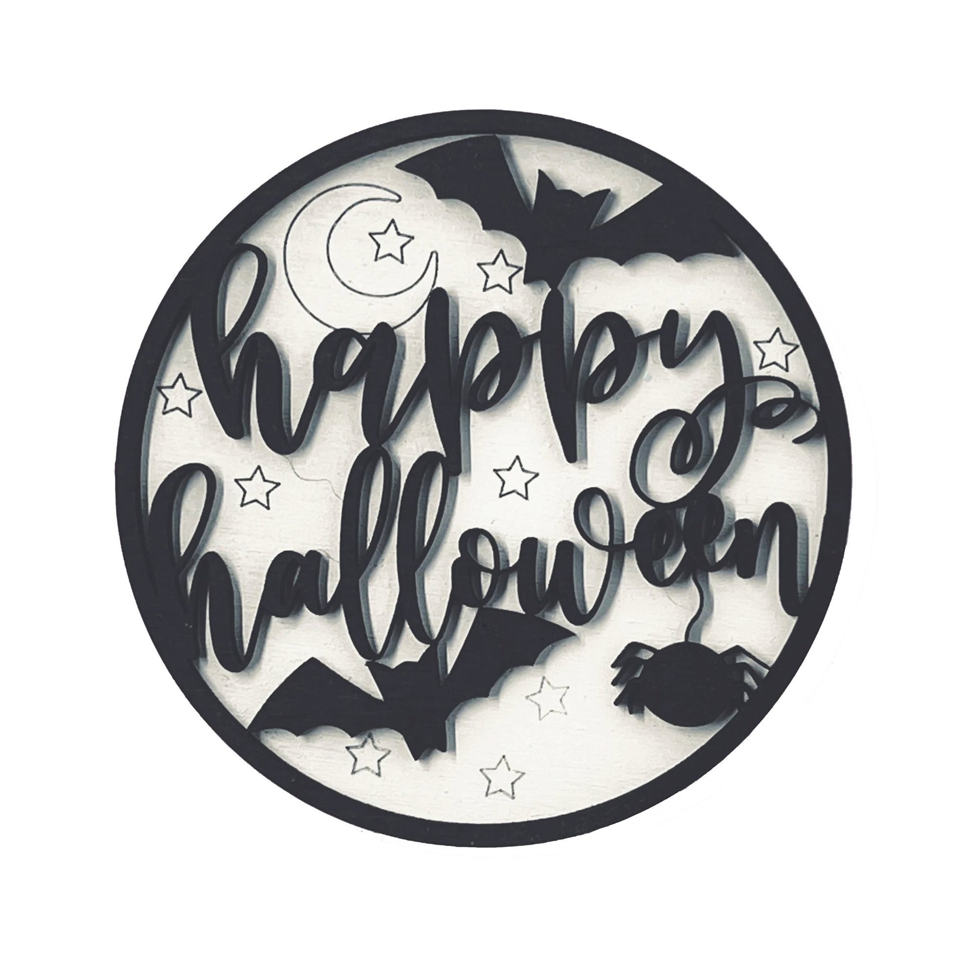 DIY Paint Your Own Happy Halloween Sign | Fall Decor | 2-Layer | Do It Yourself | Size: 9 x 9 in | Painting and Assembly Required