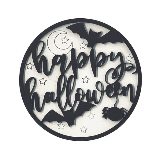 DIY Paint Your Own Happy Halloween Sign | Fall Decor | 2-Layer | Do It Yourself | Size: 9 x 9 in | Painting and Assembly Required