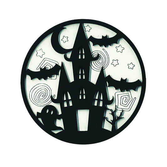DIY Paint Your Own Haunted House | Halloween Sign | Fall Decor | 2-Layer | Do It Yourself | Size: 9 x 9 in | Painting and Assembly Required