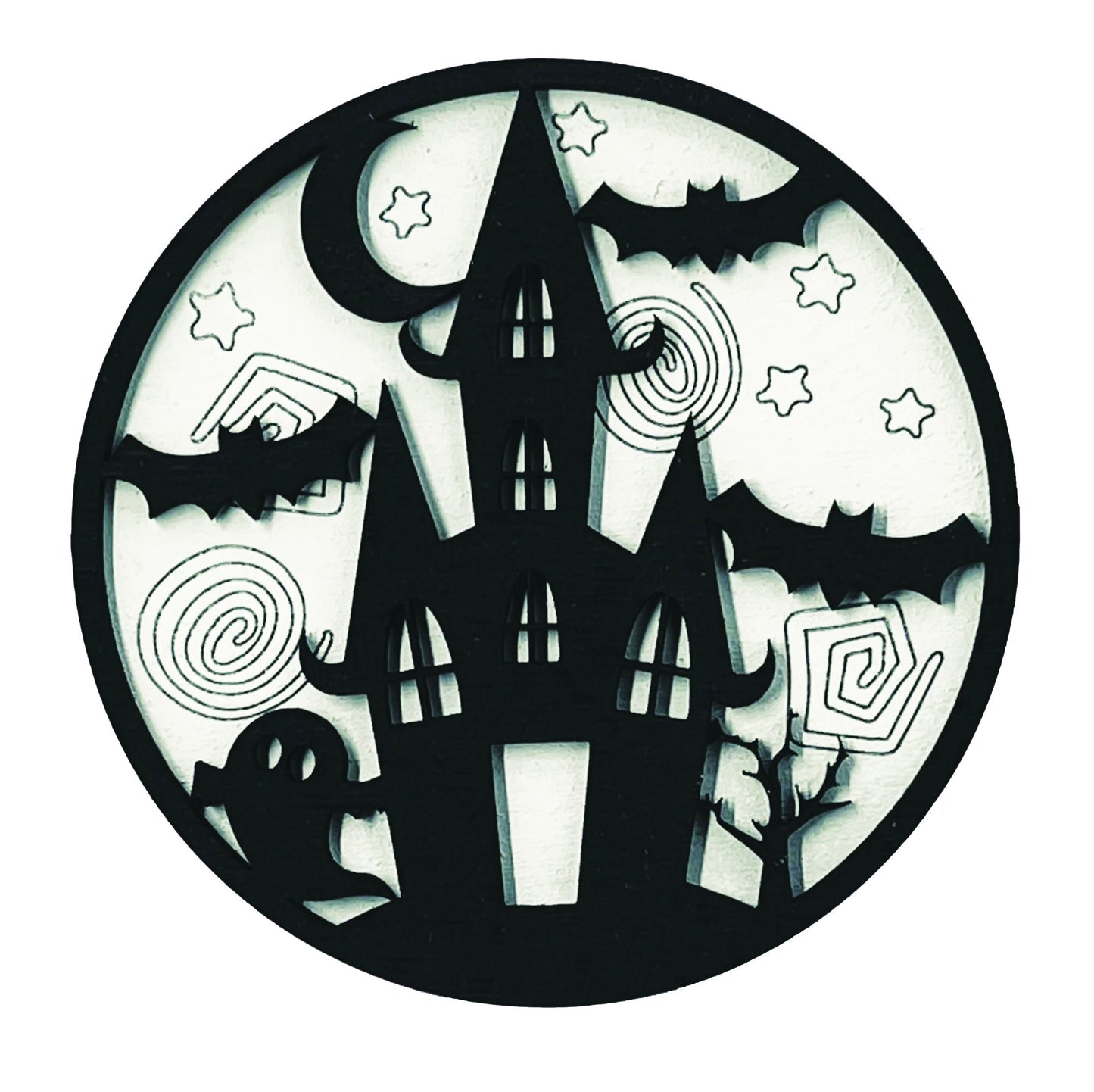 DIY Paint Your Own Haunted House | Halloween Sign | Fall Decor | 2-Layer | Do It Yourself | Size: 9 x 9 in | Painting and Assembly Required