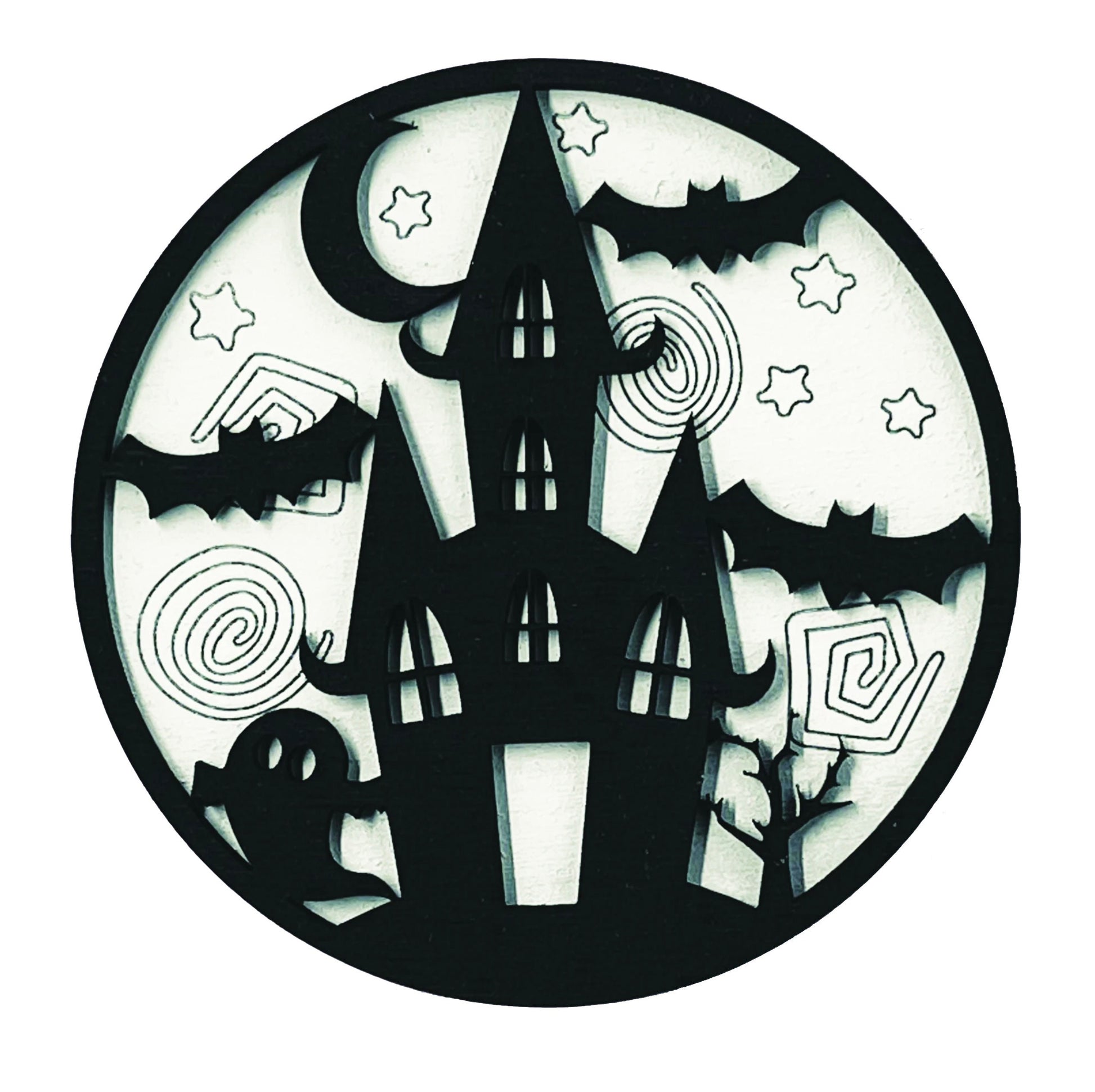 DIY Paint Your Own Haunted House | Halloween Sign | Fall Decor | 2-Layer | Do It Yourself | Size: 9 x 9 in | Painting and Assembly Required