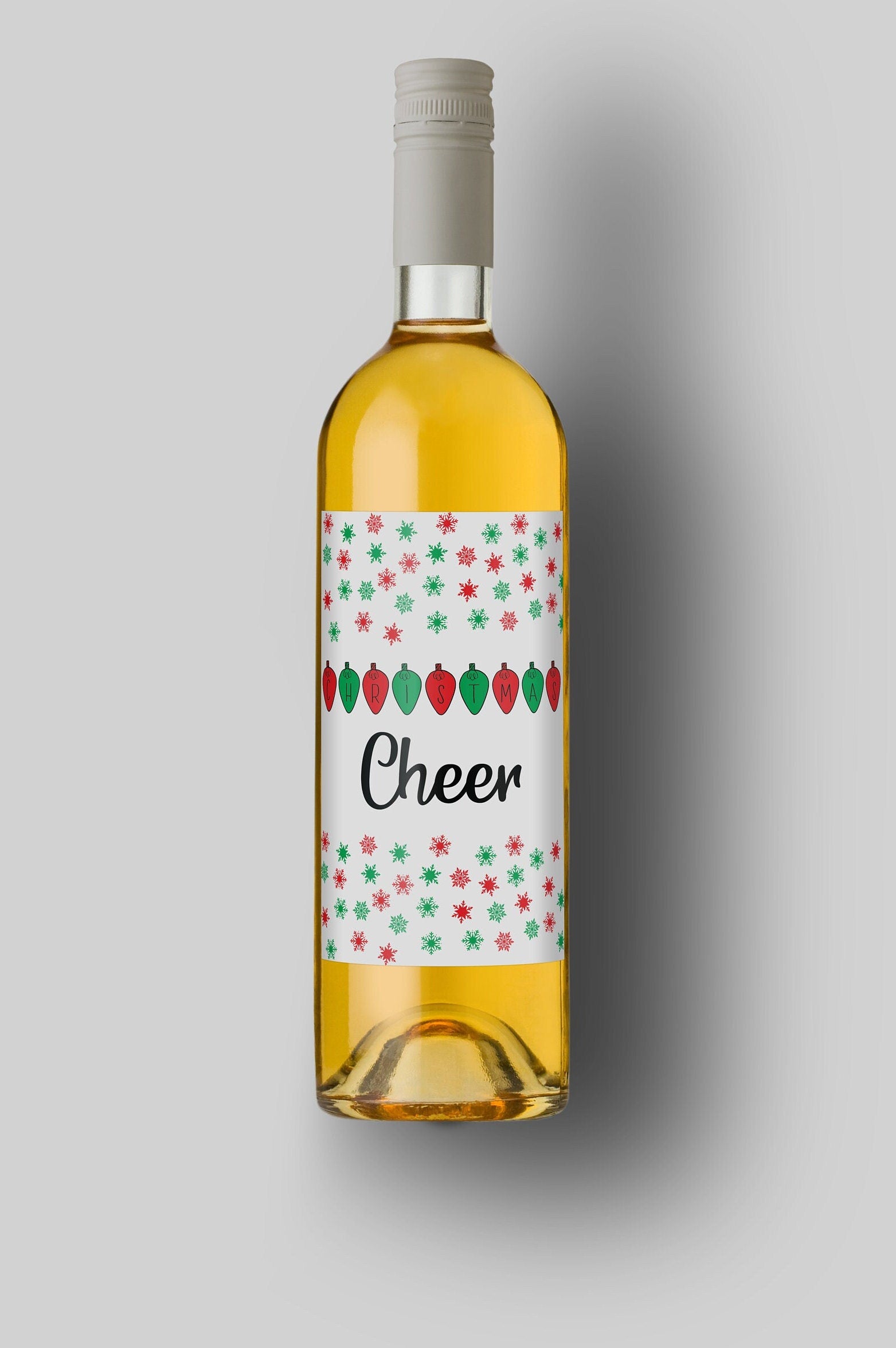 Christmas Cheer | Custom Bottle Labels | Personalized Bottle | Red And Green Label