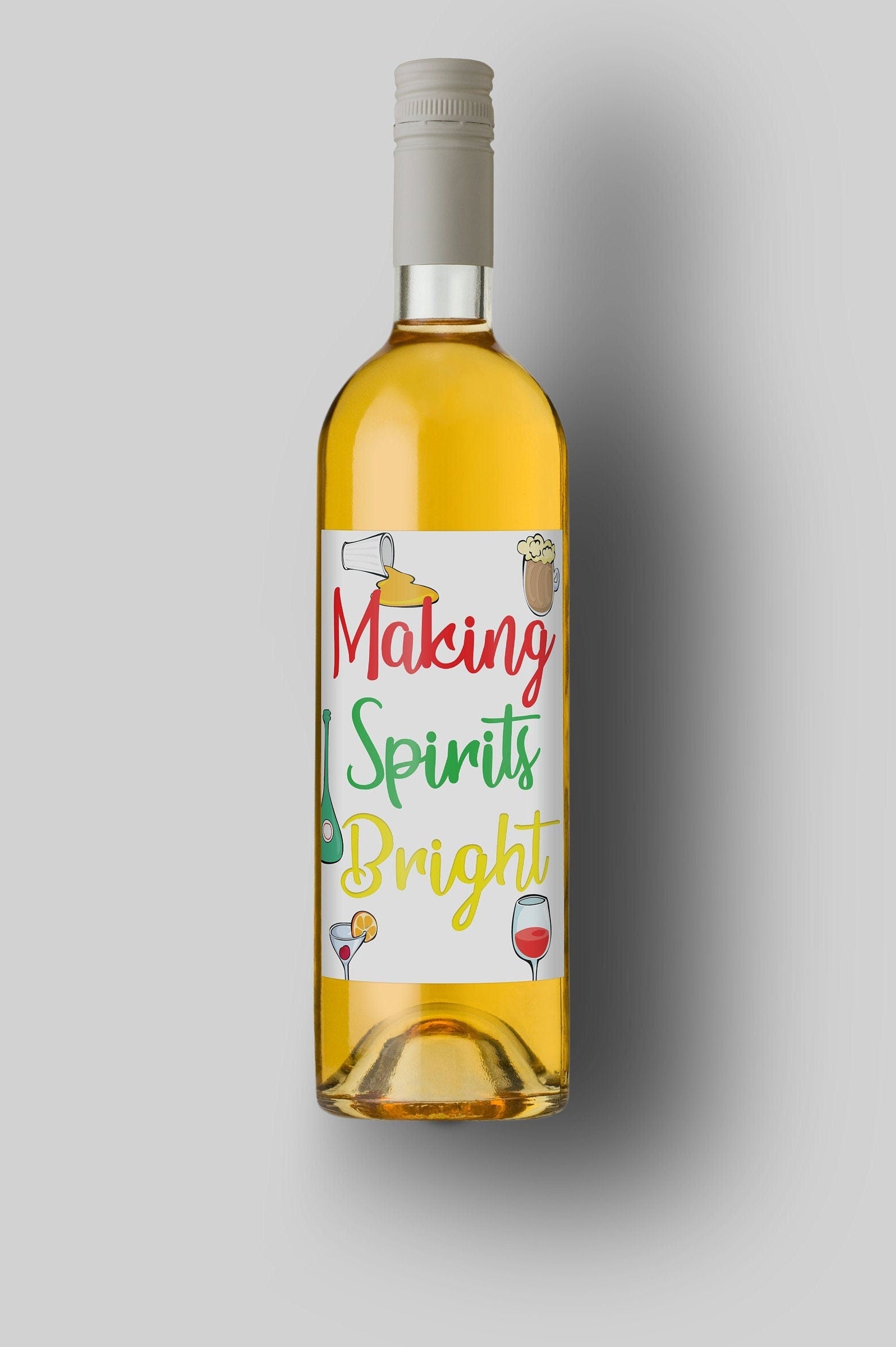 Making Spirits Bright | Custom Bottle Labels | Personalized Bottle | Christmas Holidays Label