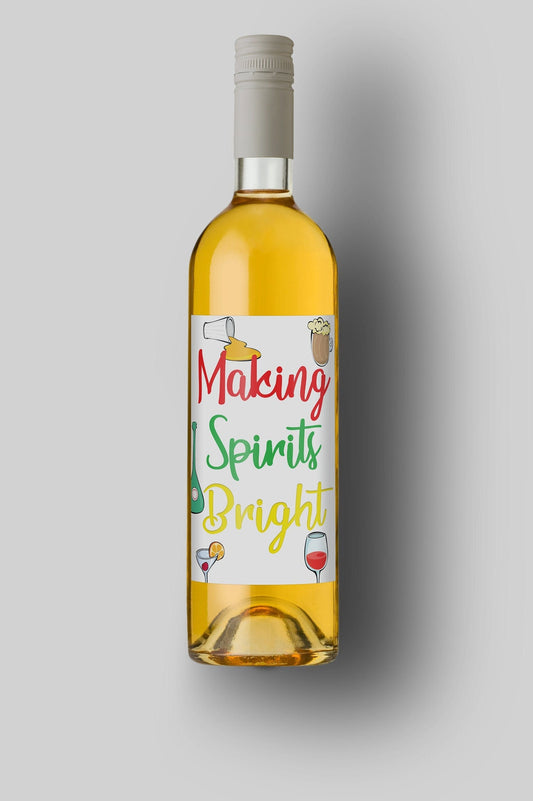 Making Spirits Bright | Custom Bottle Labels | Personalized Bottle | Christmas Holidays Label