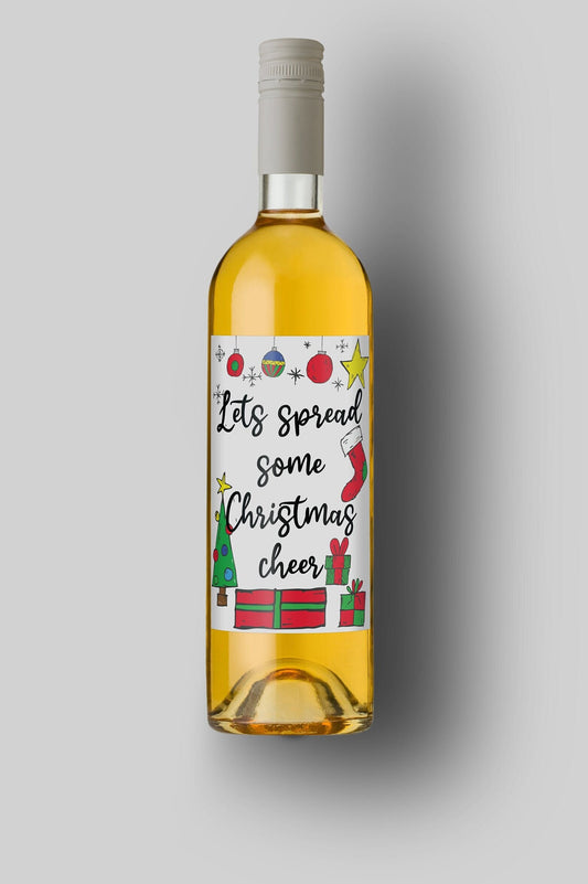 Let's Spread Some Christmas Cheer | Custom Bottle Labels | Personalized Bottle | Label