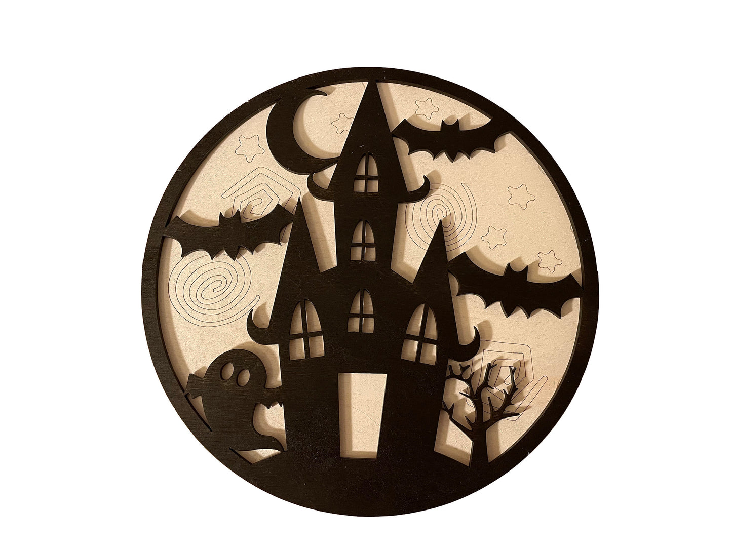 DIY Paint Your Own Haunted House | Halloween Sign | Fall Decor | 2-Layer | Do It Yourself | Size: 9 x 9 in | Painting and Assembly Required