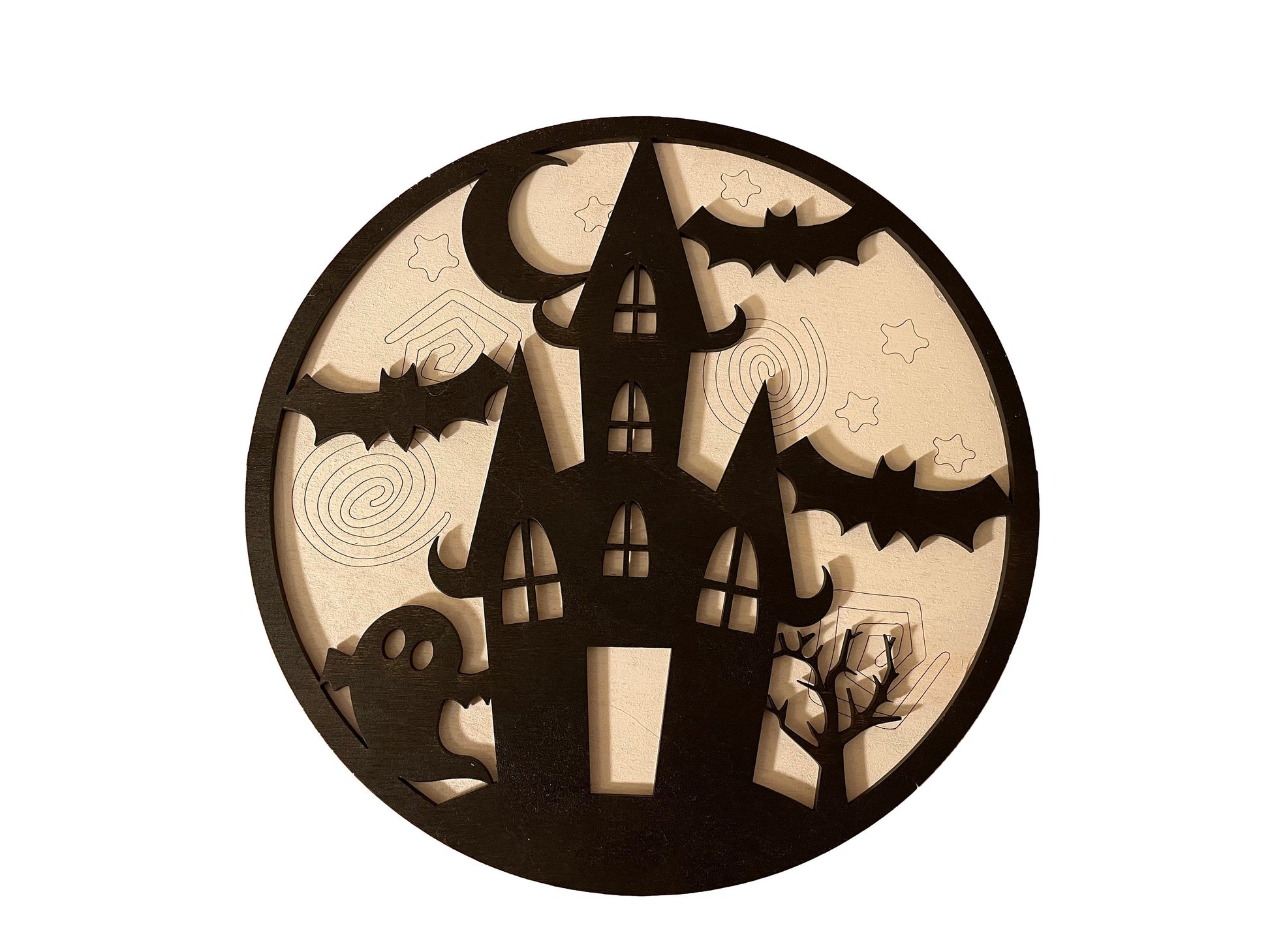DIY Paint Your Own Haunted House | Halloween Sign | Fall Decor | 2-Layer | Do It Yourself | Size: 9 x 9 in | Painting and Assembly Required