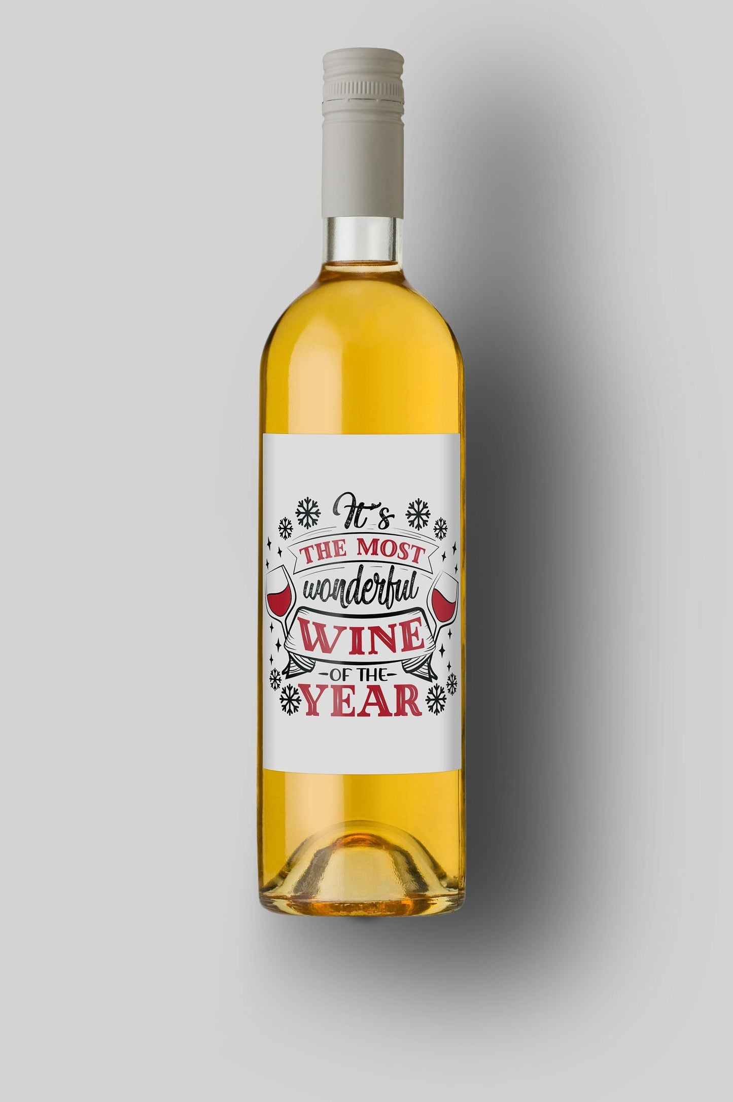 It's The Most Wonderful Wine Of The Year | Custom Bottle Labels | Personalized Bottle | Christmas Holidays Label