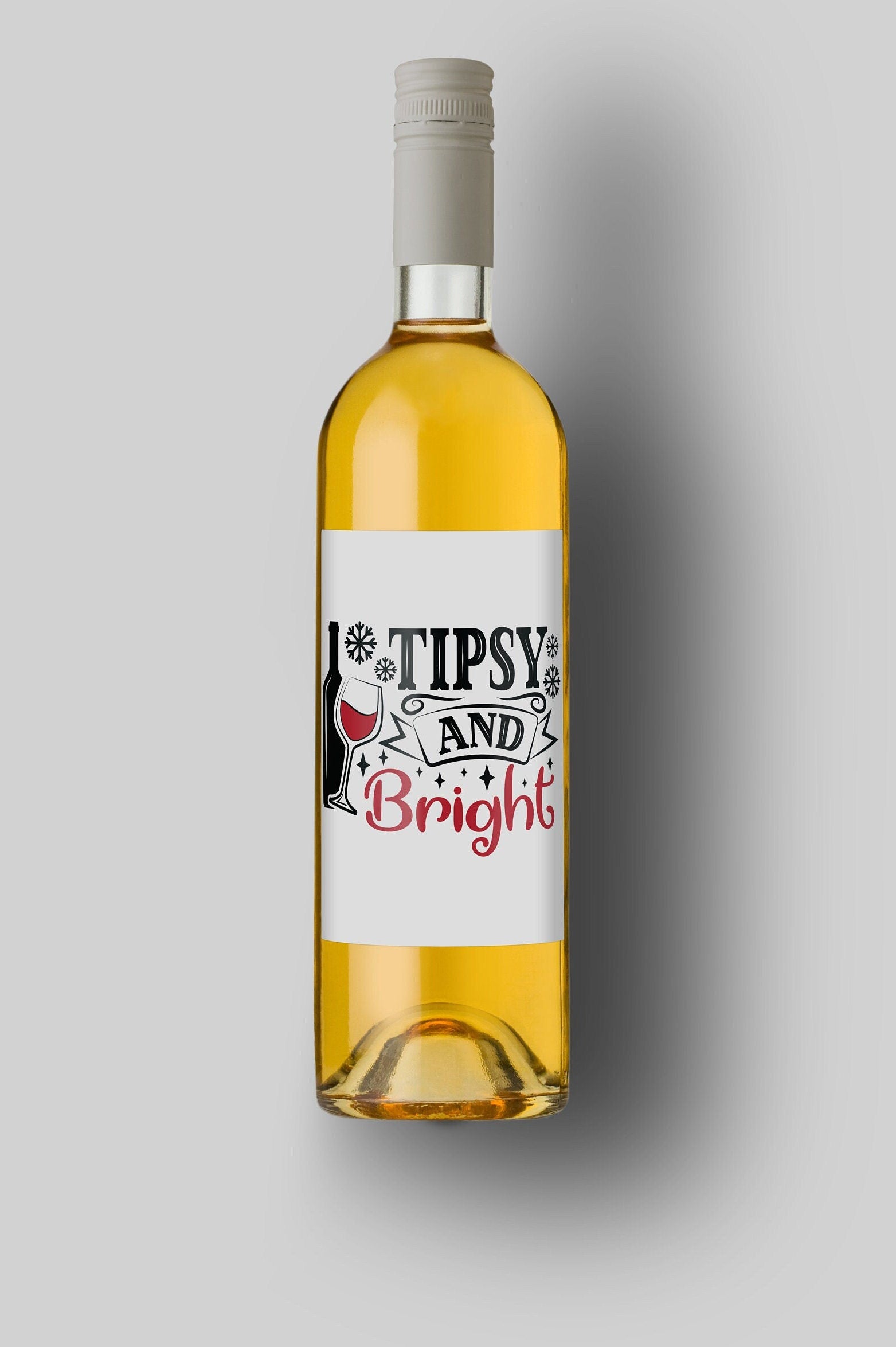 Tipsy And Bright | Custom Bottle Labels | Personalized Bottle | Christmas Holidays Label