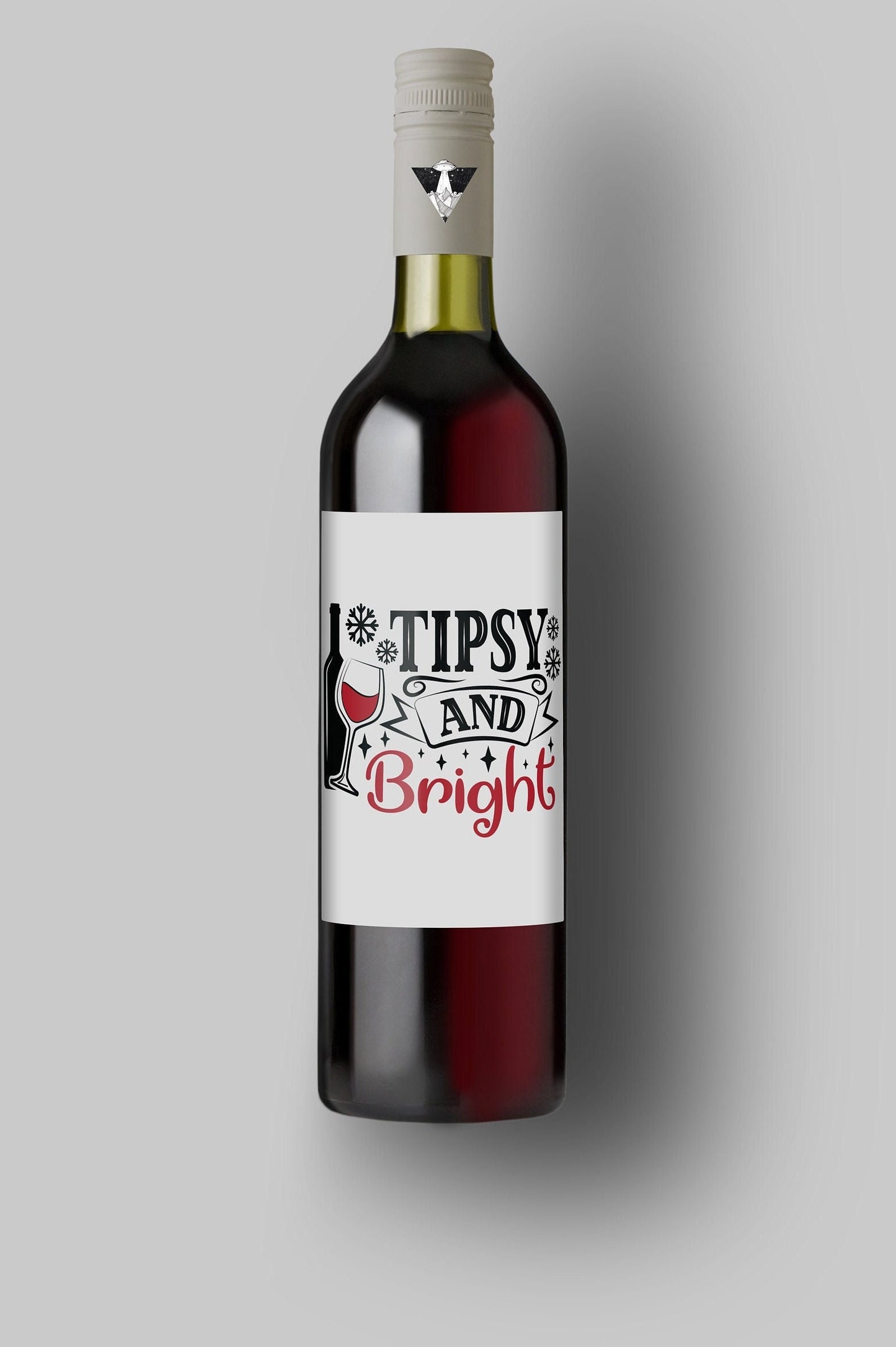 Tipsy And Bright | Custom Bottle Labels | Personalized Bottle | Christmas Holidays Label