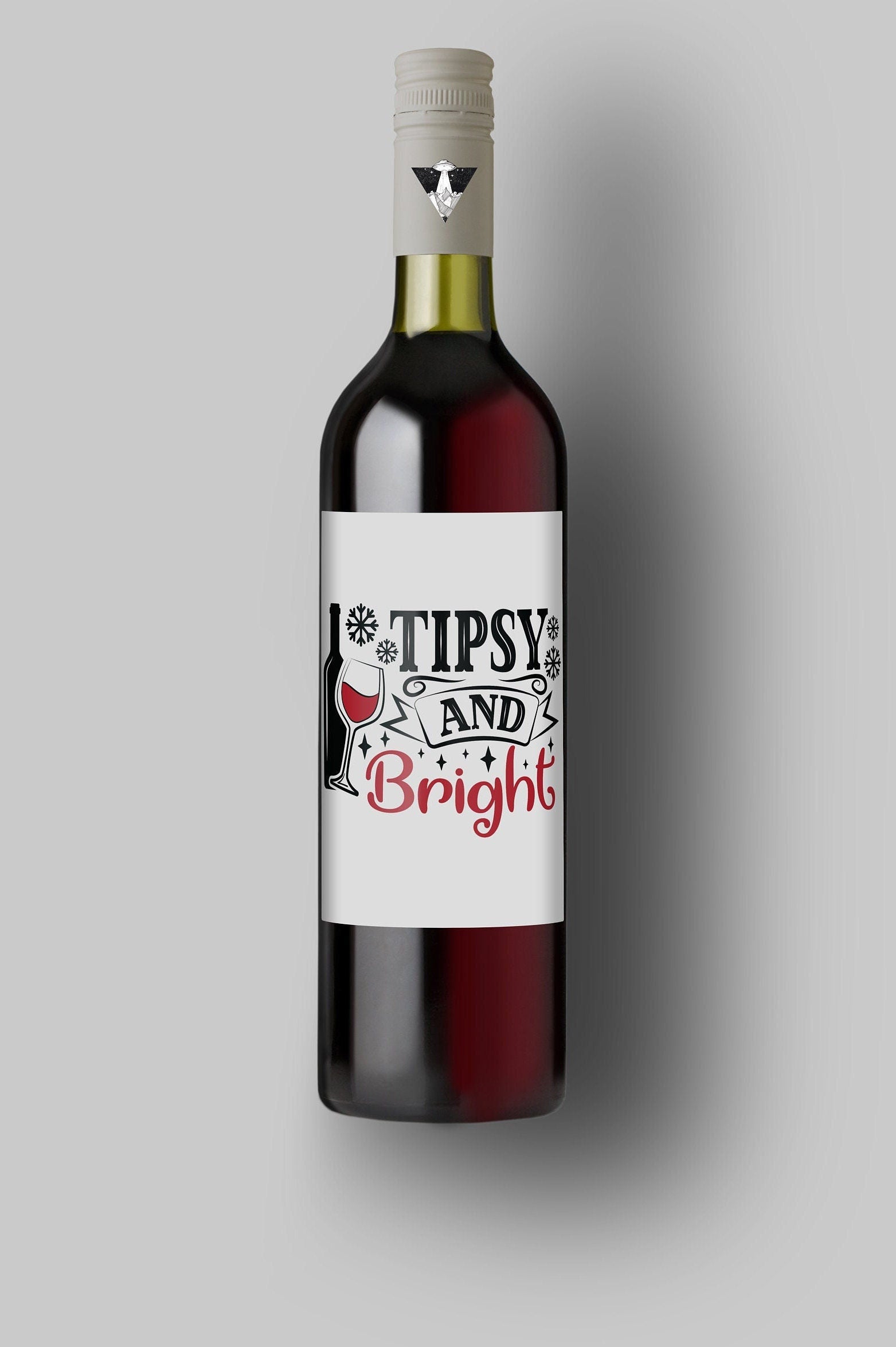 Tipsy And Bright | Custom Bottle Labels | Personalized Bottle | Christmas Holidays Label