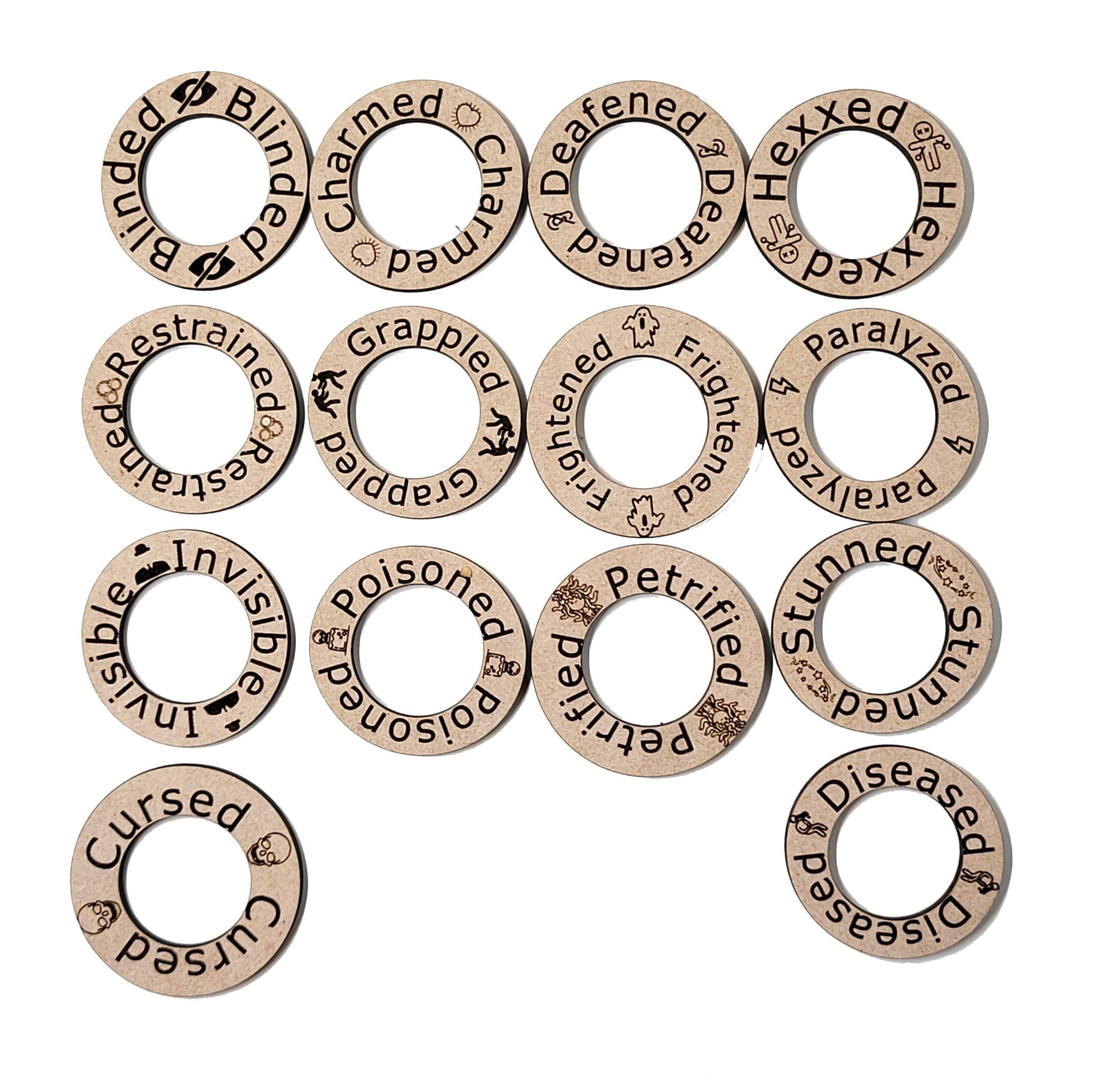 Roleplaying Game Condition Ring | RPG Board Game | Set of 14