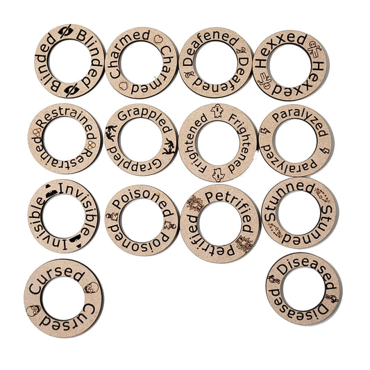 Roleplaying Game Condition Ring | RPG Board Game | Set of 14