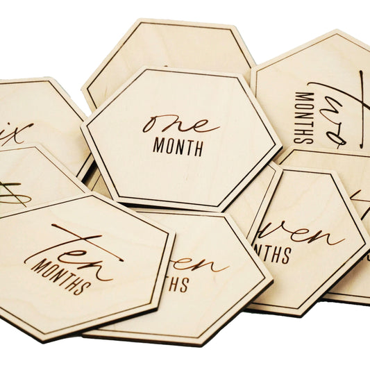 Monthly Baby Milestone Decorative Signs | Calligraphy | Set of 12