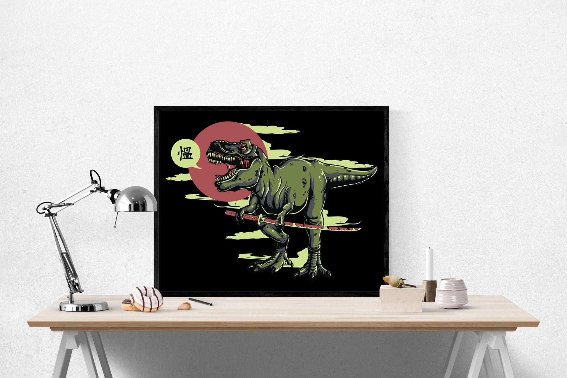 Tyrannosaurus Rex Ninja | Night Sky | Dinosaur | Art Print