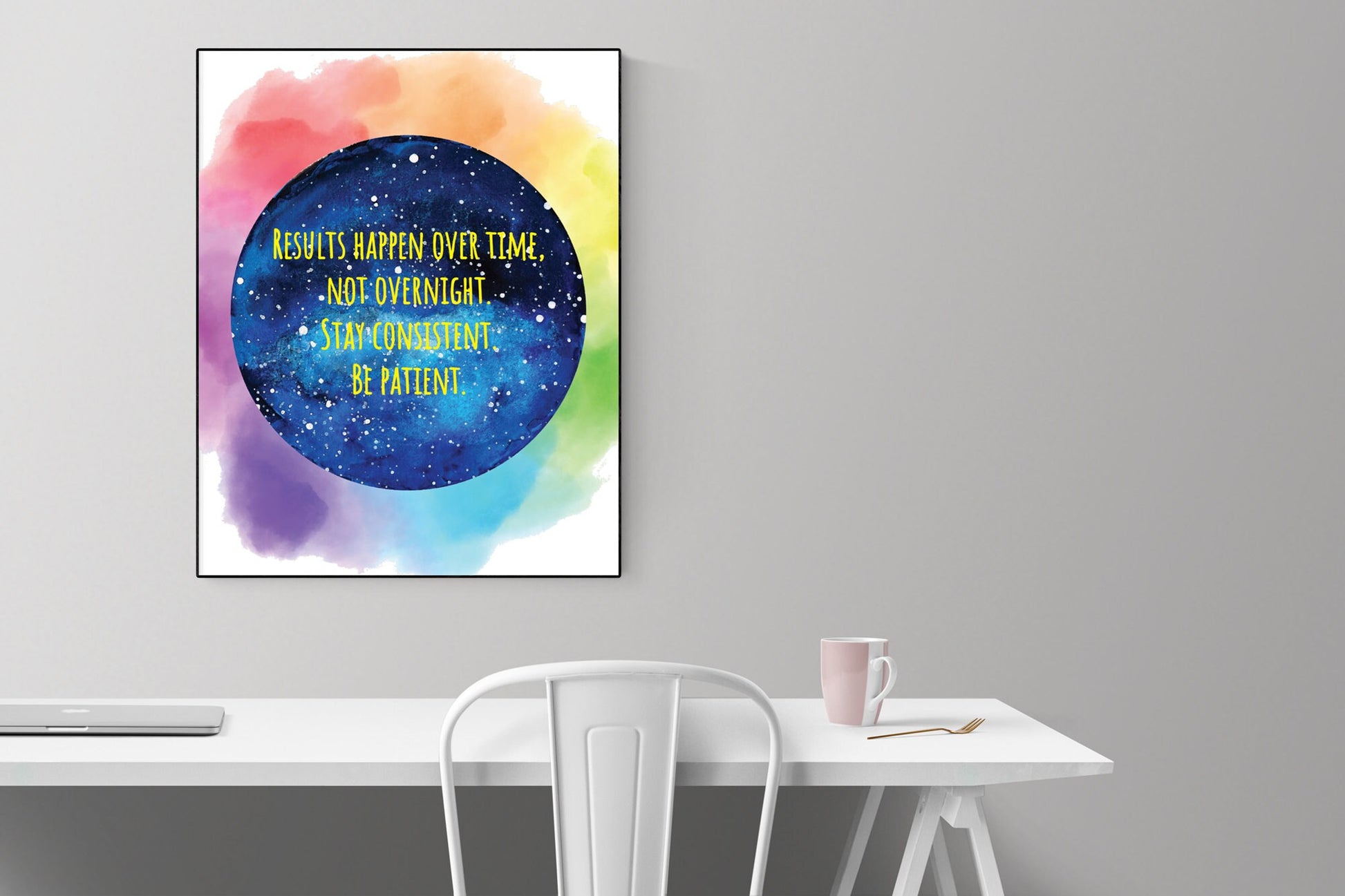 Results Happen over Time, Not Over Night | Motivational Quote | Art Print