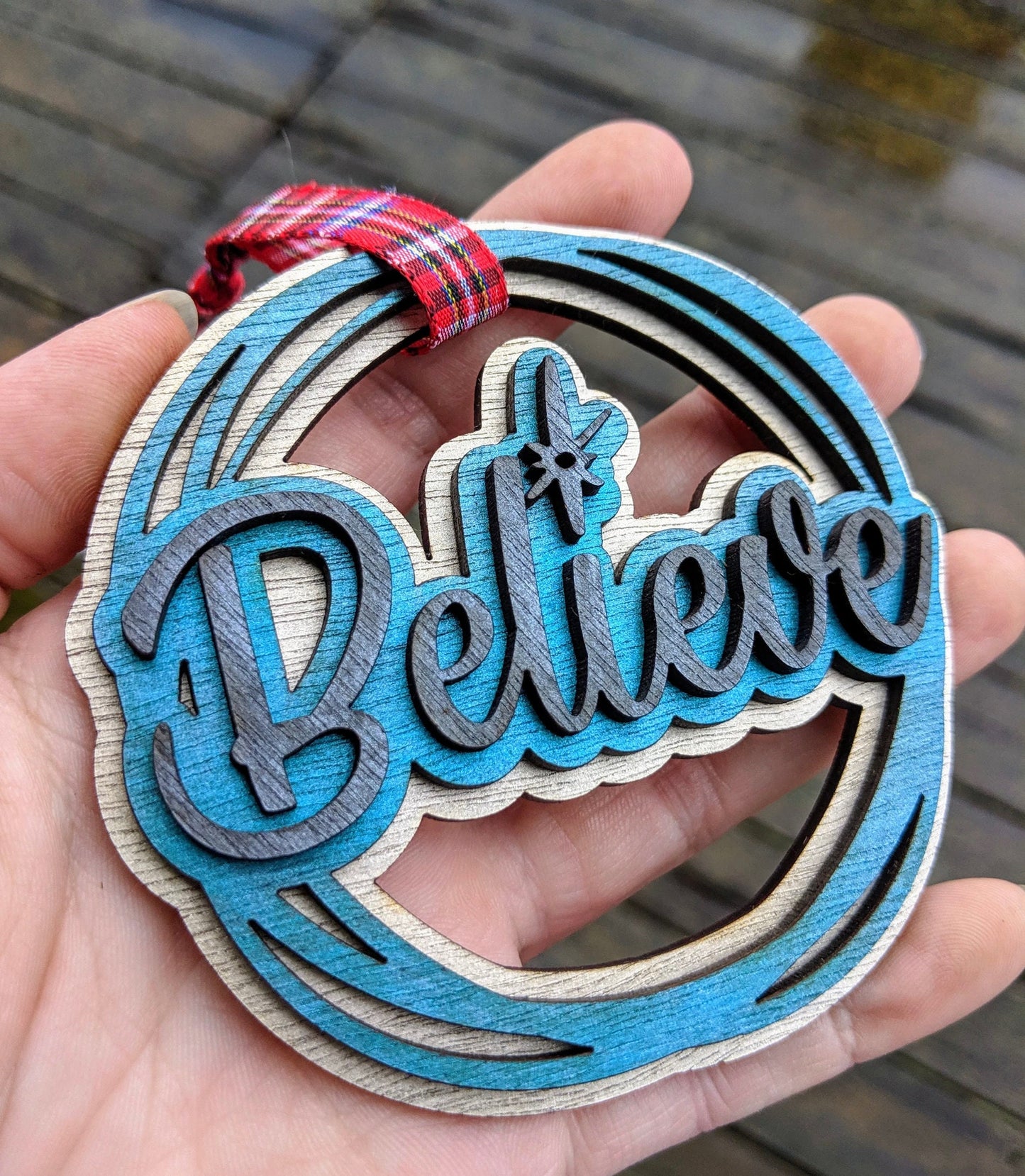 Believe | Layered | DIY Paint | Gift | Present Tag | Christmas Tree Ornament