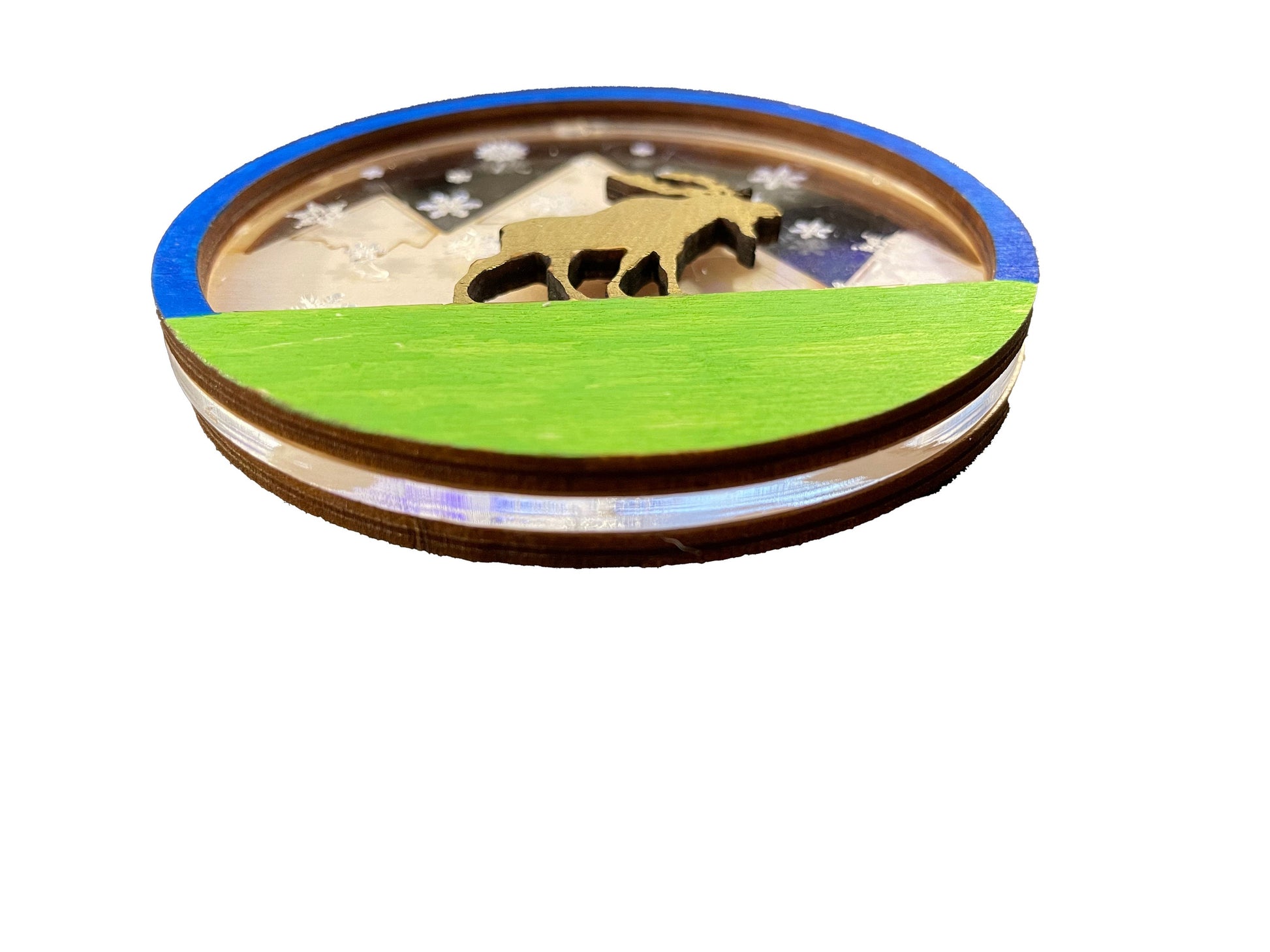 Moose Traveling Across The Mountains | DIY Paint | Gift | Present Tag | Christmas Tree Ornament