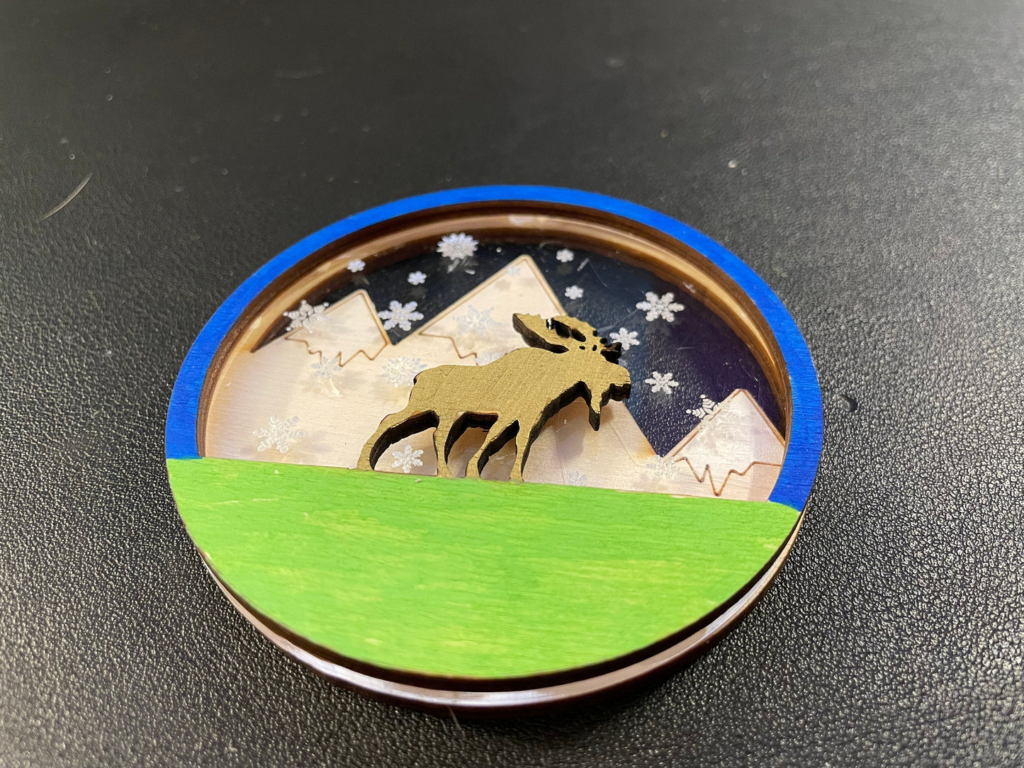 Moose Traveling Across The Mountains | DIY Paint | Gift | Present Tag | Christmas Tree Ornament