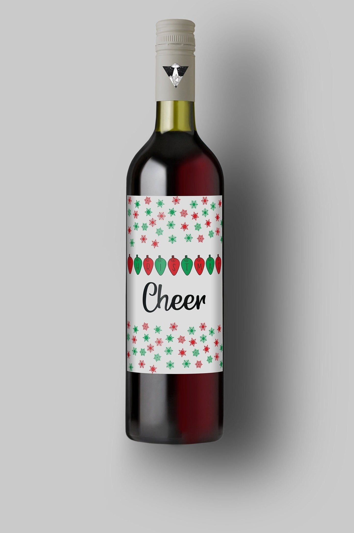 Christmas Cheer | Custom Bottle Labels | Personalized Bottle | Red And Green Label