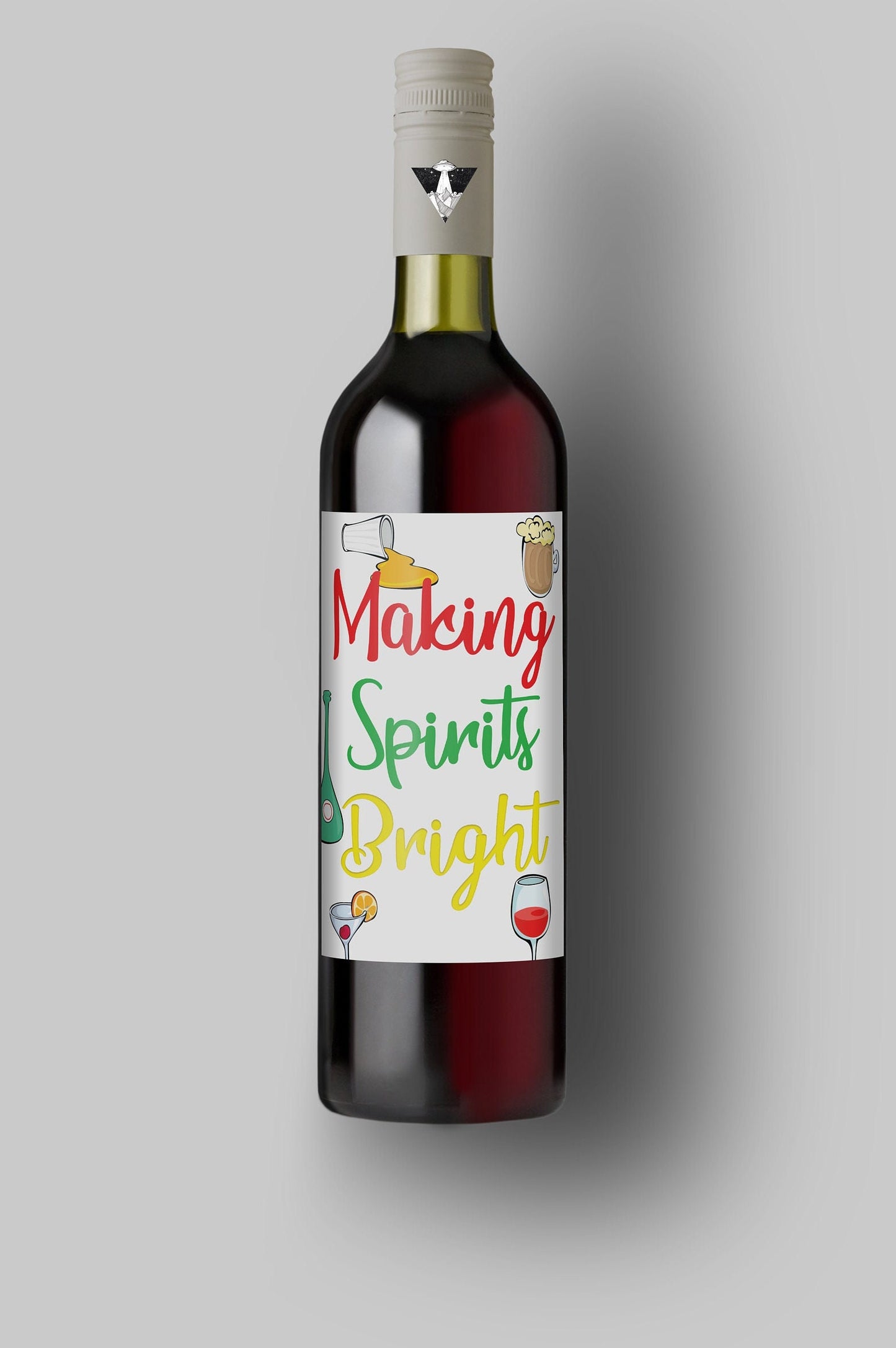 Making Spirits Bright | Custom Bottle Labels | Personalized Bottle | Christmas Holidays Label