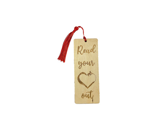 Read Your Heart Out | Bibliophile Gift | Wood Bookmark With Tassel