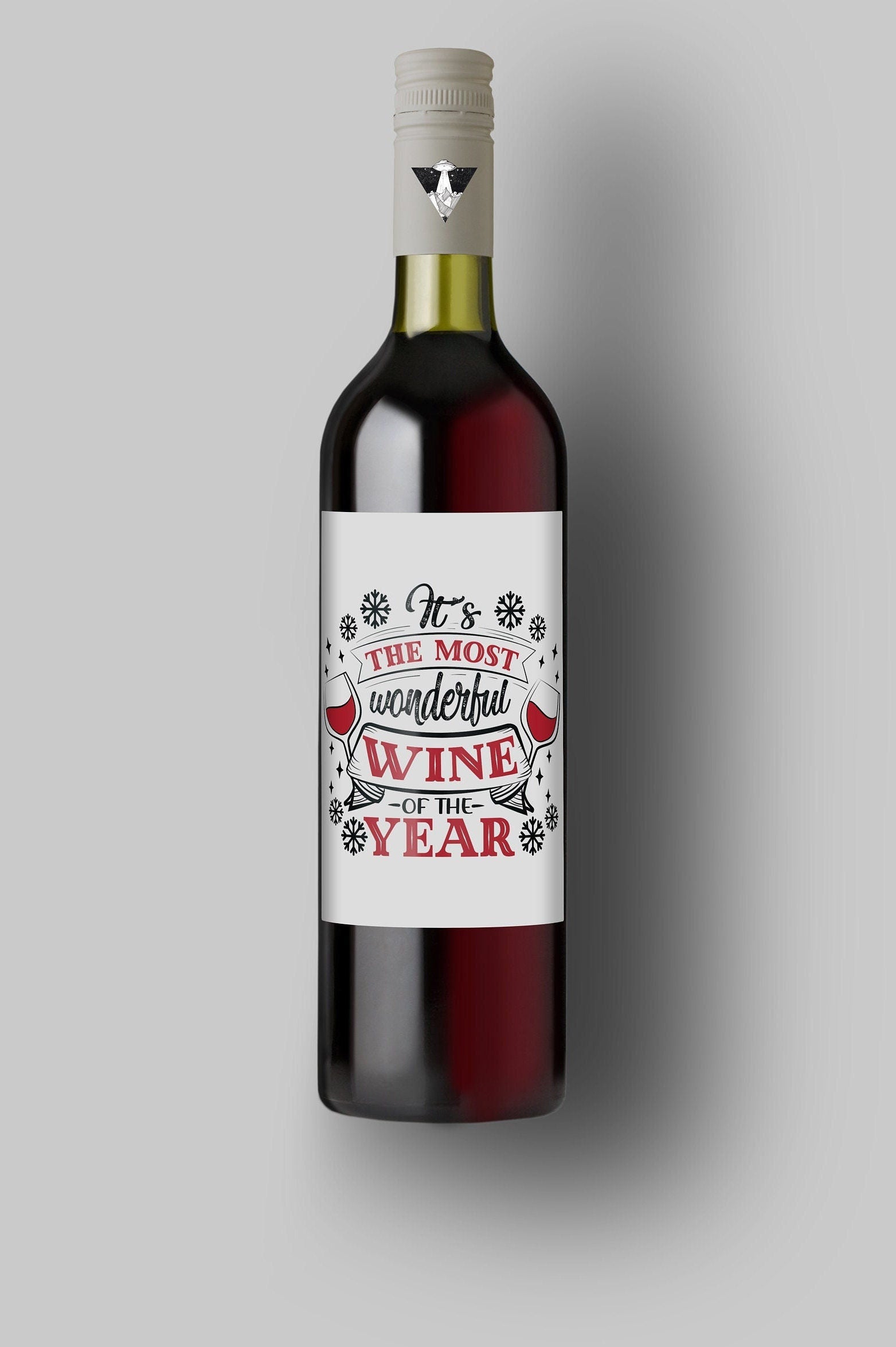 It's The Most Wonderful Wine Of The Year | Custom Bottle Labels | Personalized Bottle | Christmas Holidays Label