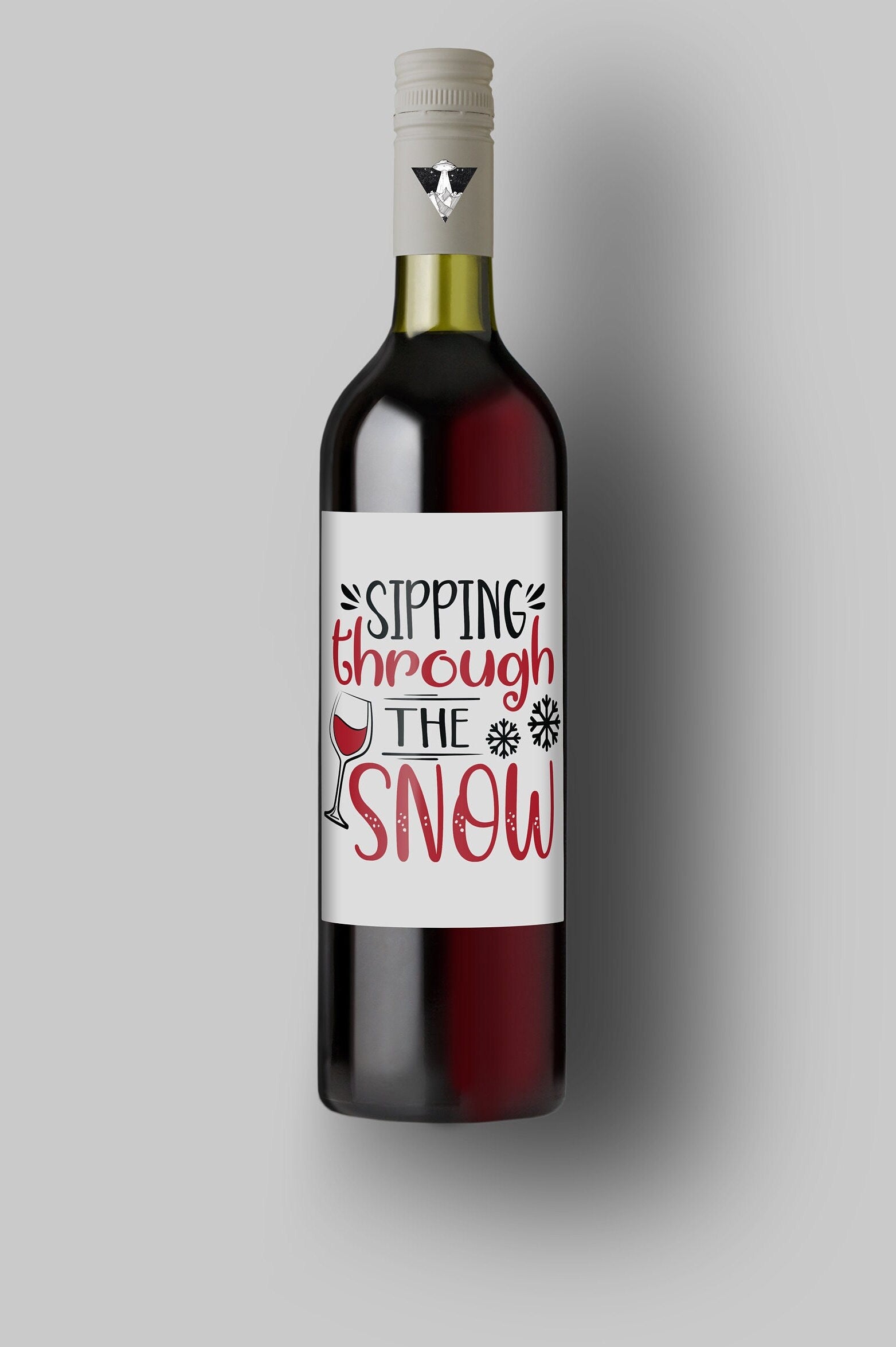 Sipping Through The Snow | Custom Bottle Labels | Personalized Bottle | Christmas Holidays Label