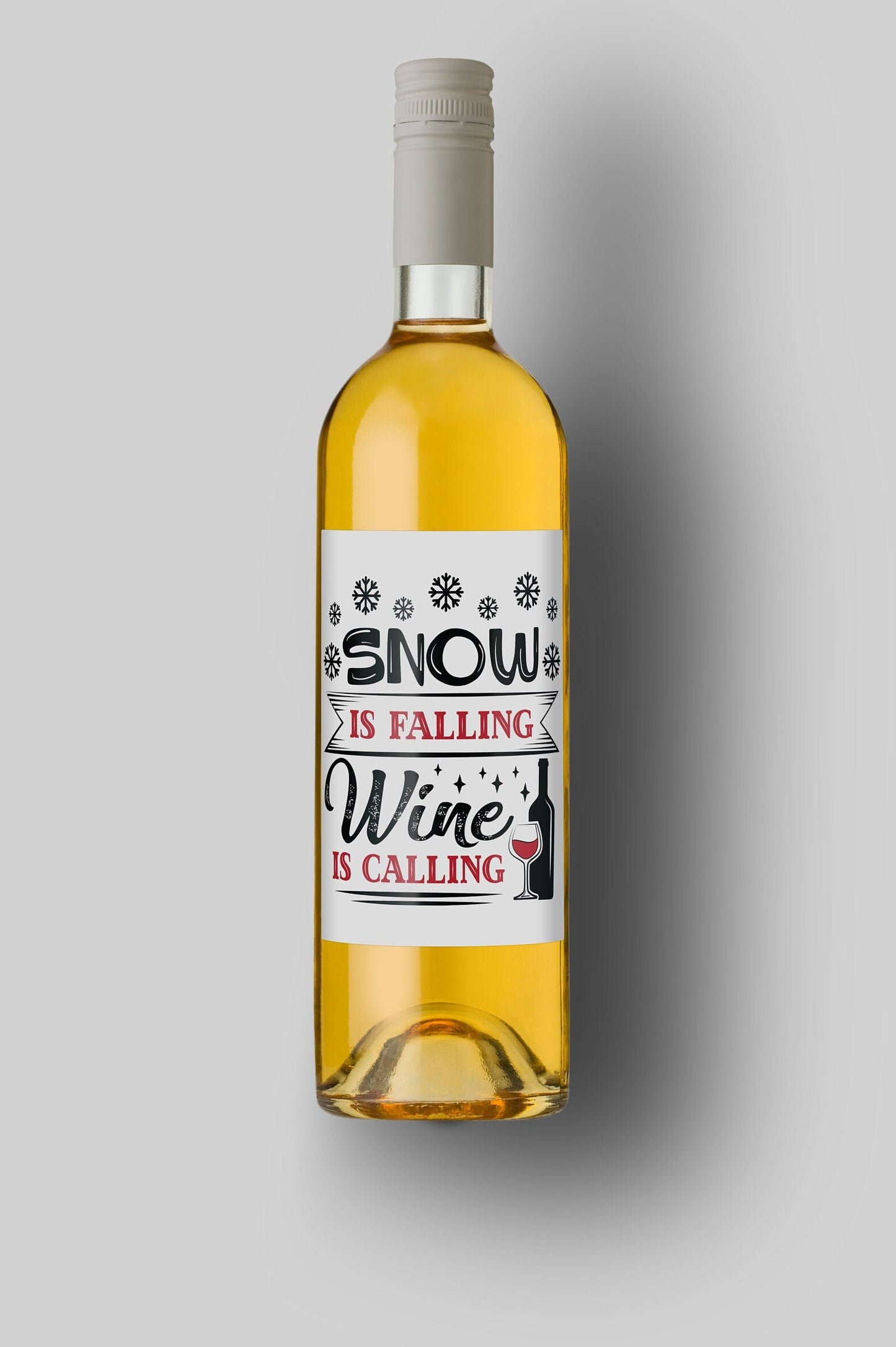 Snow Is Falling, Wine Is Calling | Custom Bottle Labels | Personalized Bottle | Christmas Holidays Label
