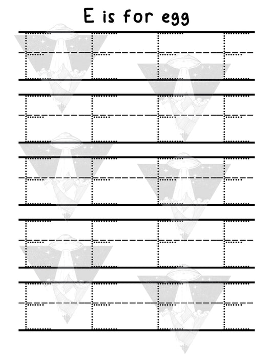 Digital Download | E Is For Eggs | Primary Letter | Practice Writing Alphabet | Single Page PDF File | Print As Many As You Need
