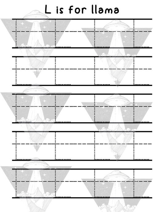 Digital Download | L Is For Llama | Primary Letter | Practice Writing Alphabet | Single Page PDF File | Print As Many As You Need