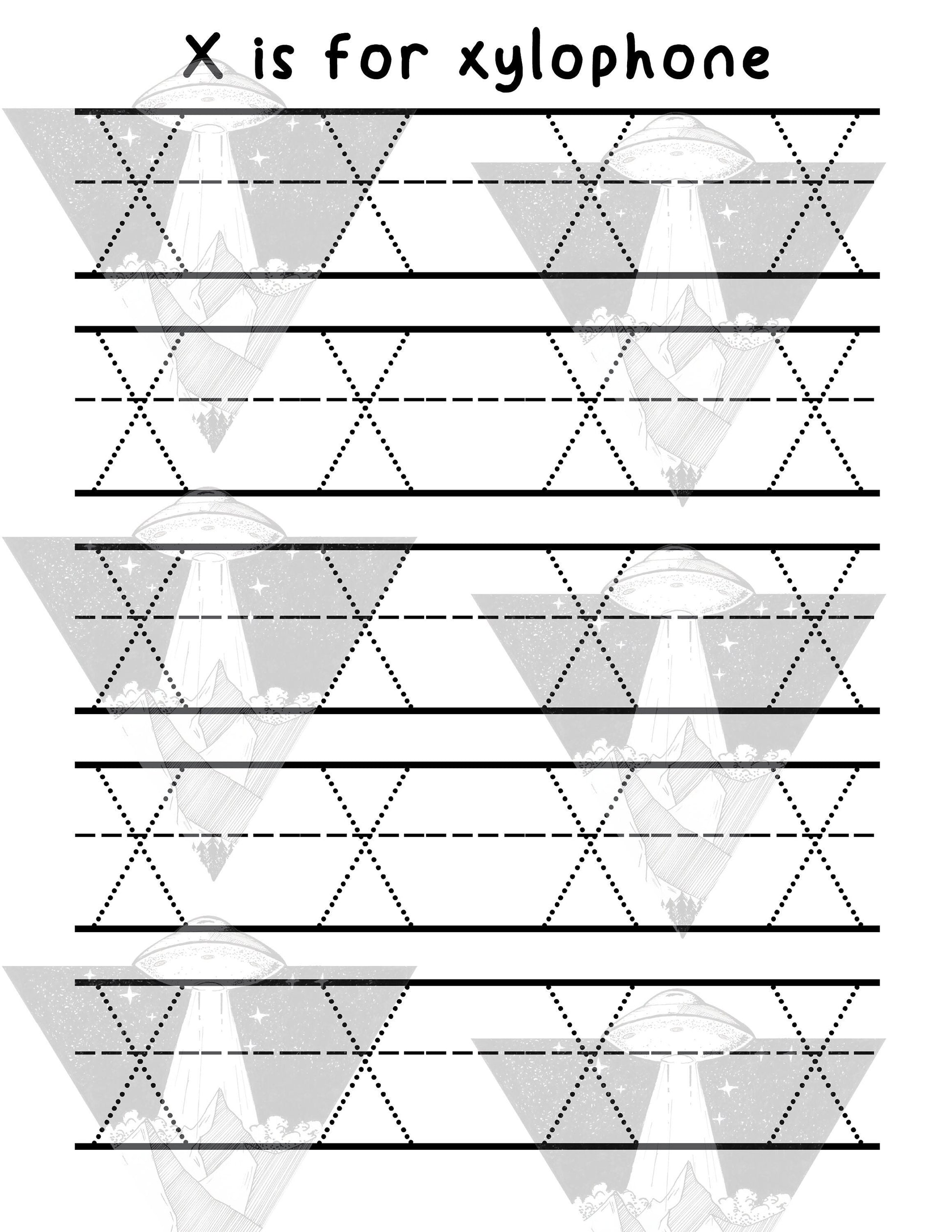 Digital Download | X Is For Xylophone | Primary Letter | Practice Writing Alphabet | Single Page PDF File | Print As Many As You Need