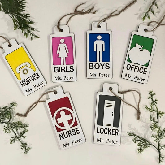 Set of 6 Hall Passes | School Teacher | Personalized Optional | Wood | Requires Painting And Assembly