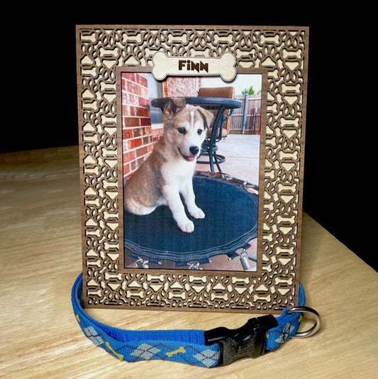 Bone & Paw Print 5x7 Frame For Dogs | Assembly And Painting Required | Picture Frame