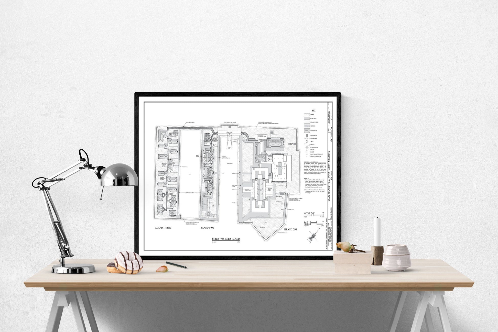 Ellis Island | Immigration | New York City | Blueprints | Art Print